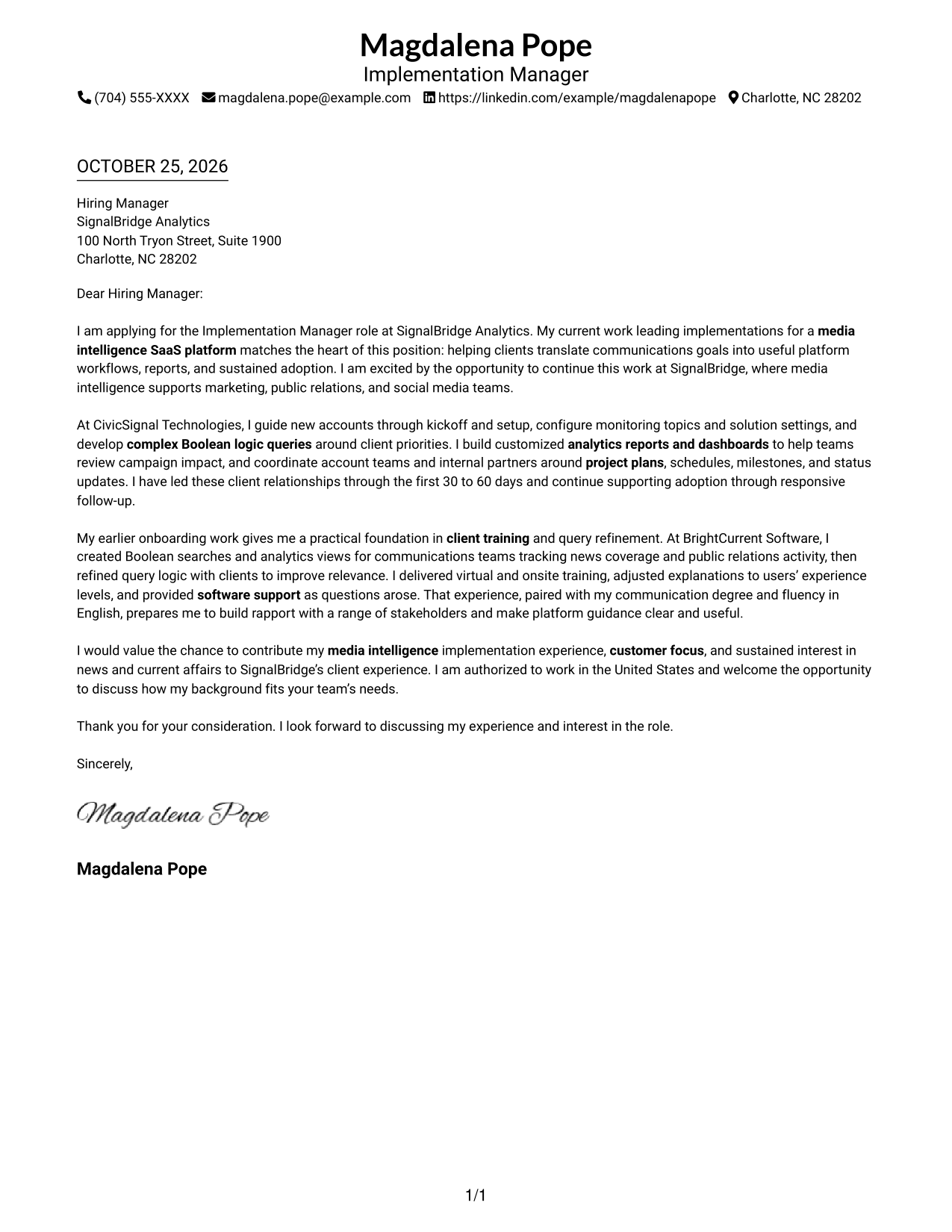 Cover letter example — page 1