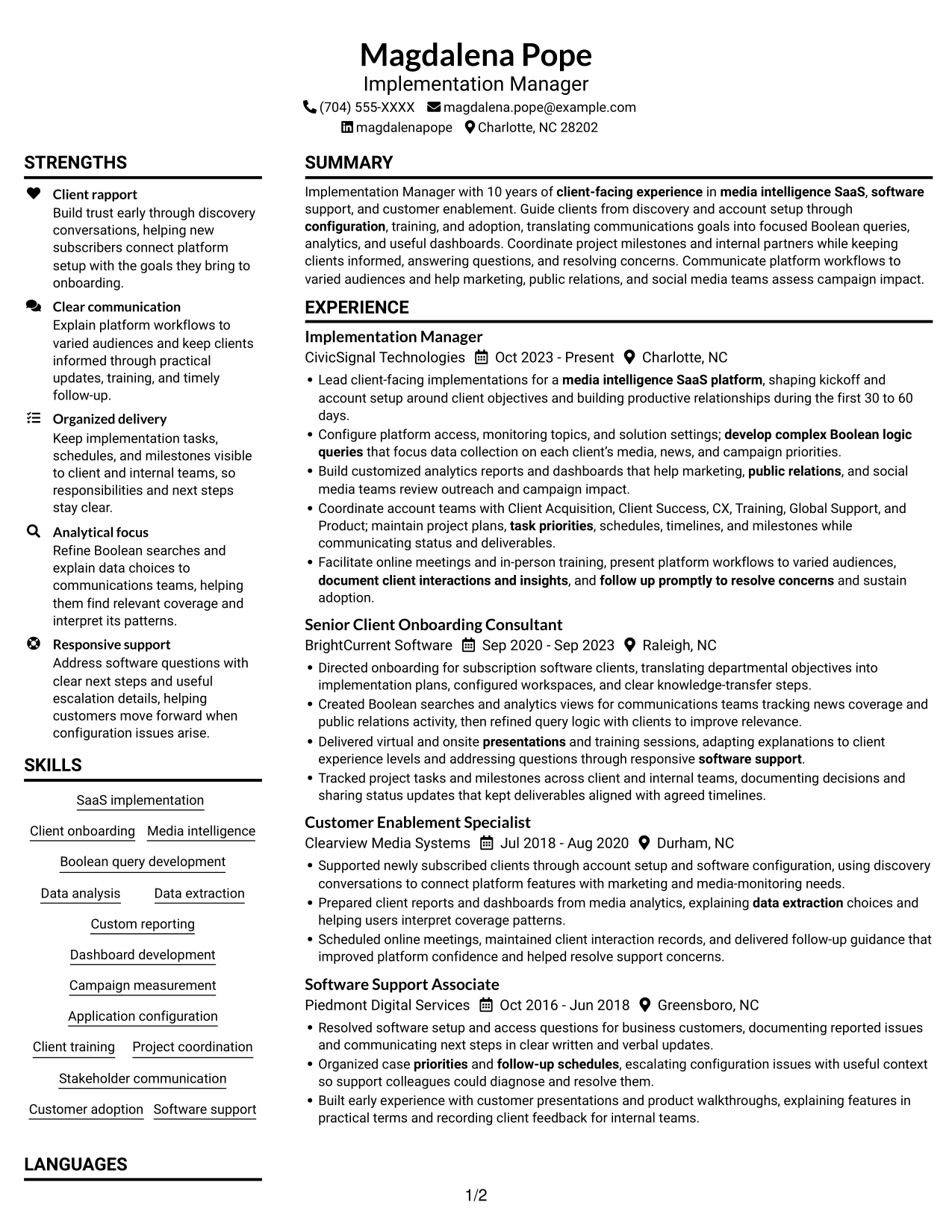 Resume example — page 1