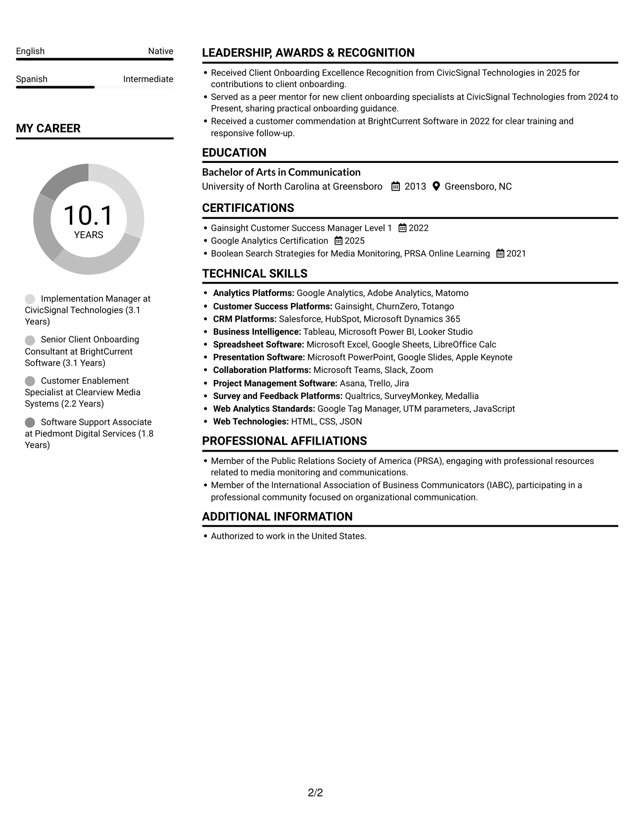 Resume example — page 2