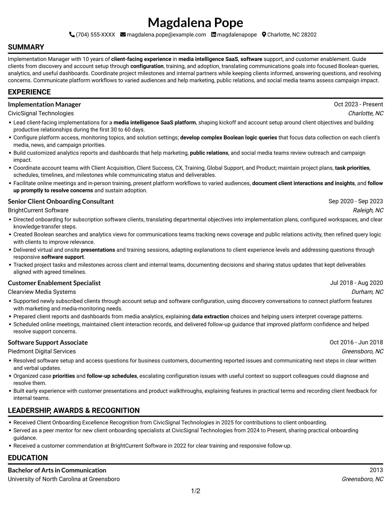 Resume example — page 1