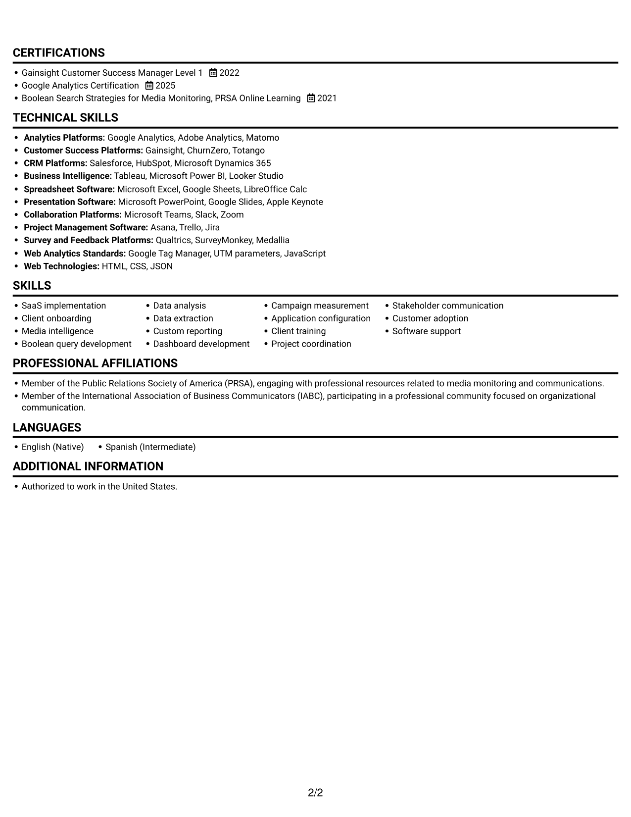 Resume example — page 2