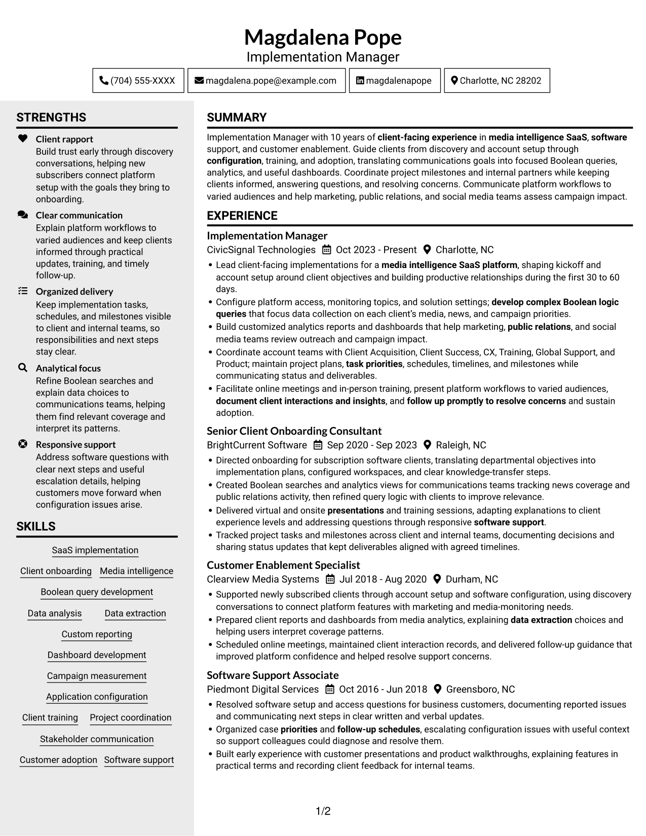 Resume example — page 1