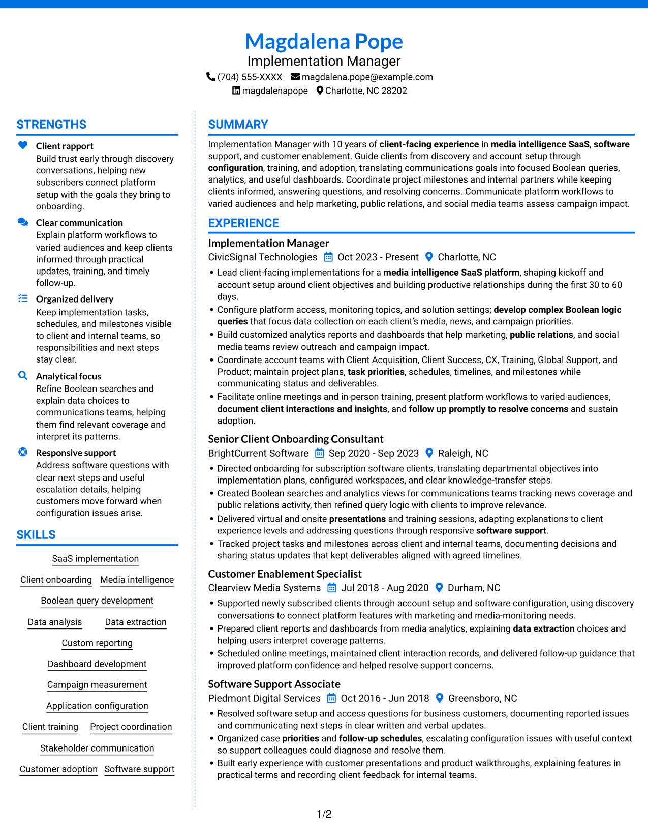 Resume example — page 1