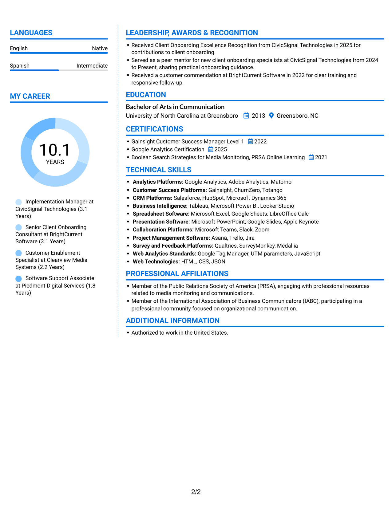 Resume example — page 2