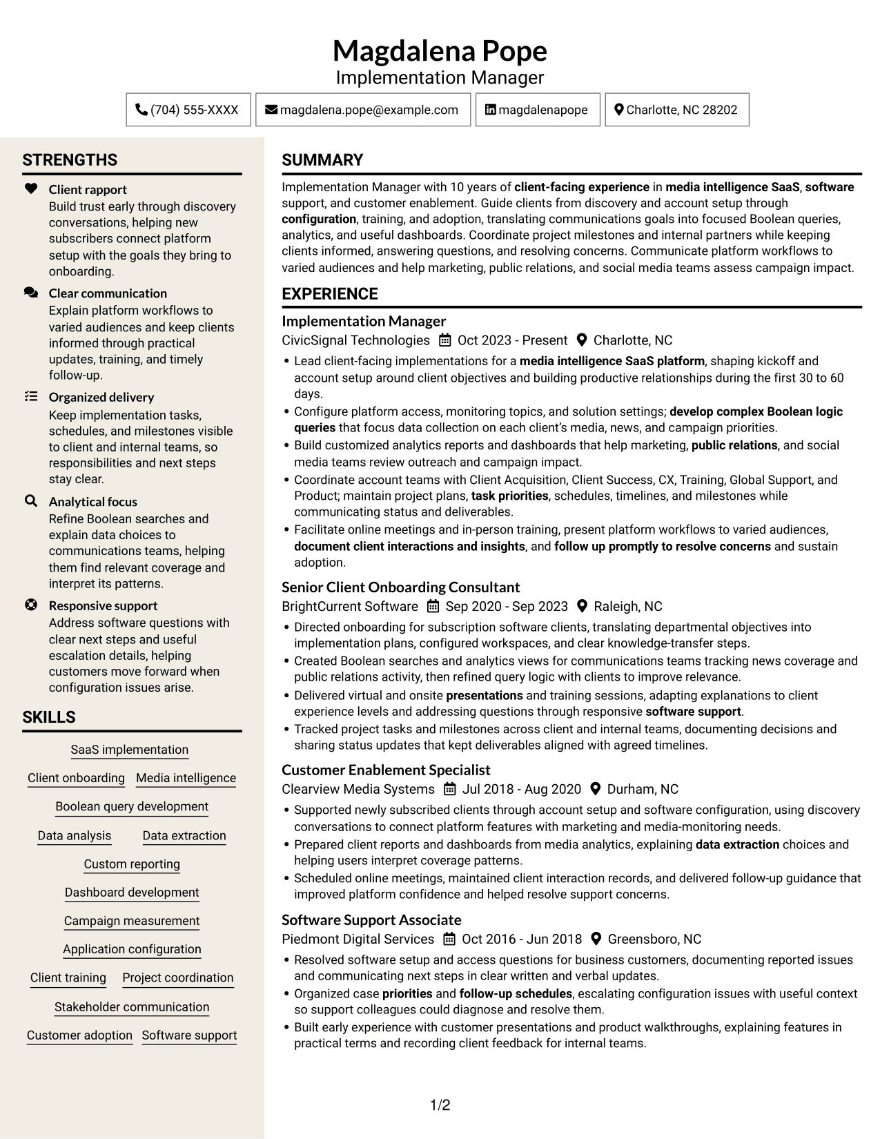 Resume example — page 1