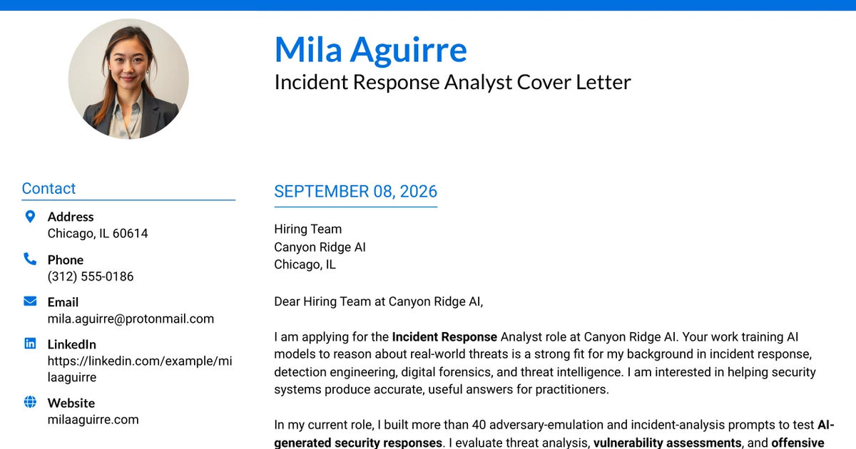 30+ Incident Response Analyst Cover Letter Templates with Example 2026