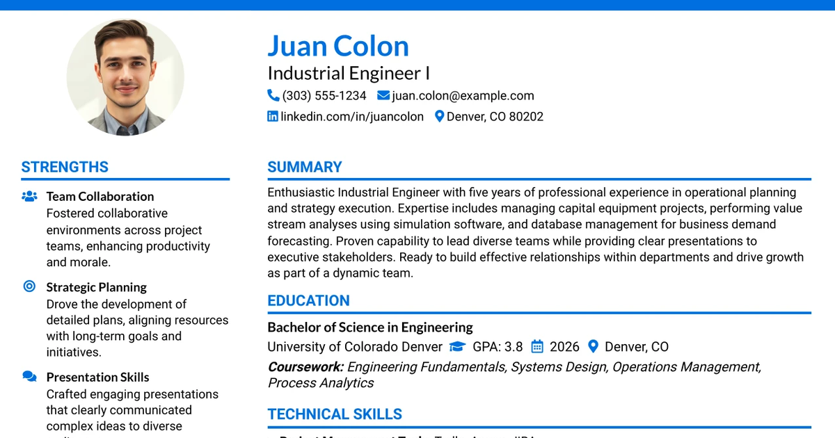 33 Industrial Engineer I Resume Templates with Example 2026 (ATS-Optimized)