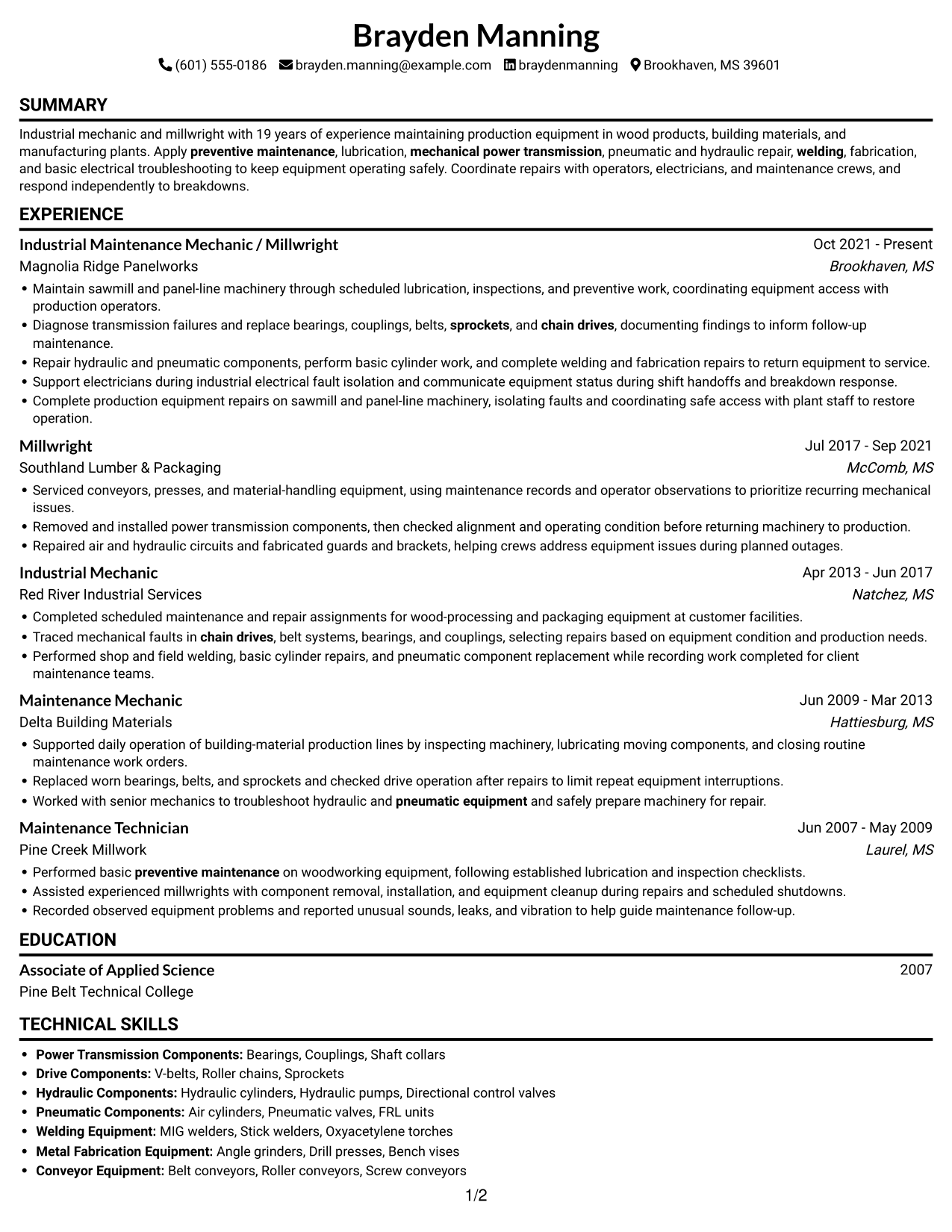 Resume example — page 1