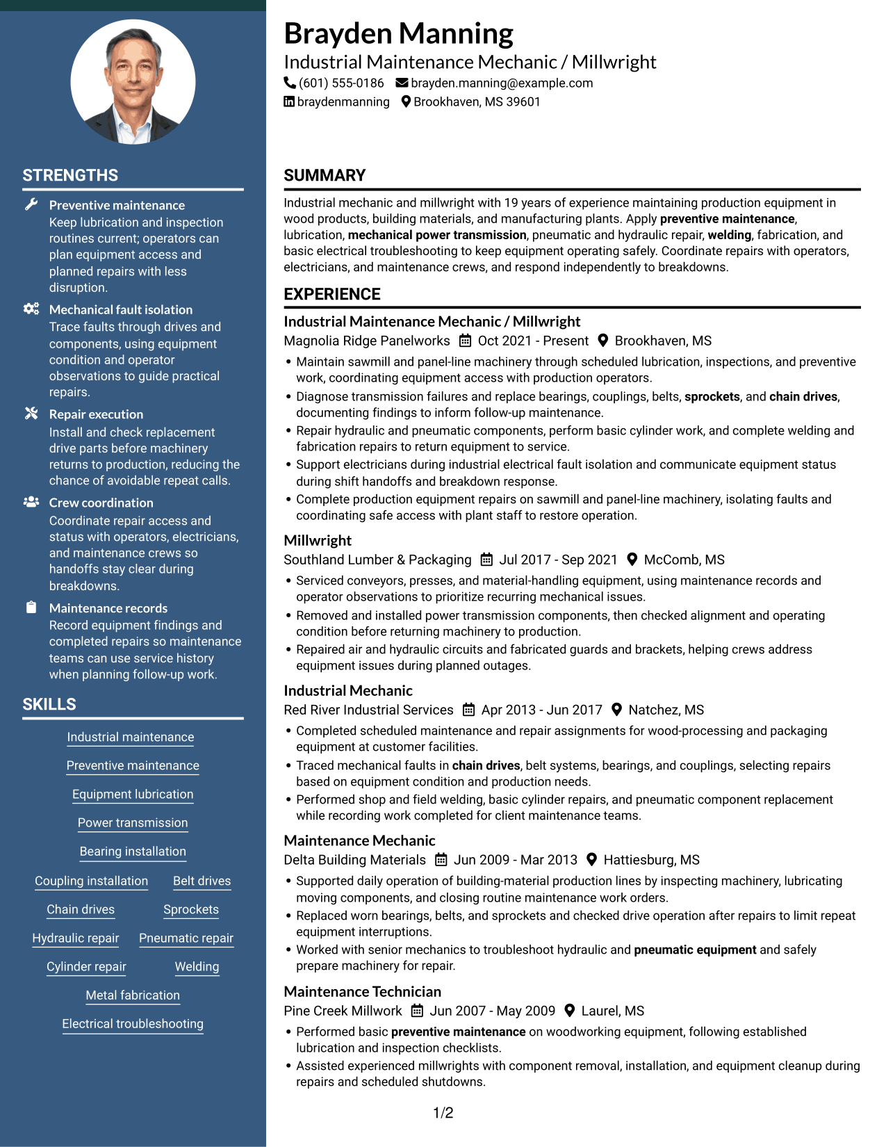 Resume example — page 1