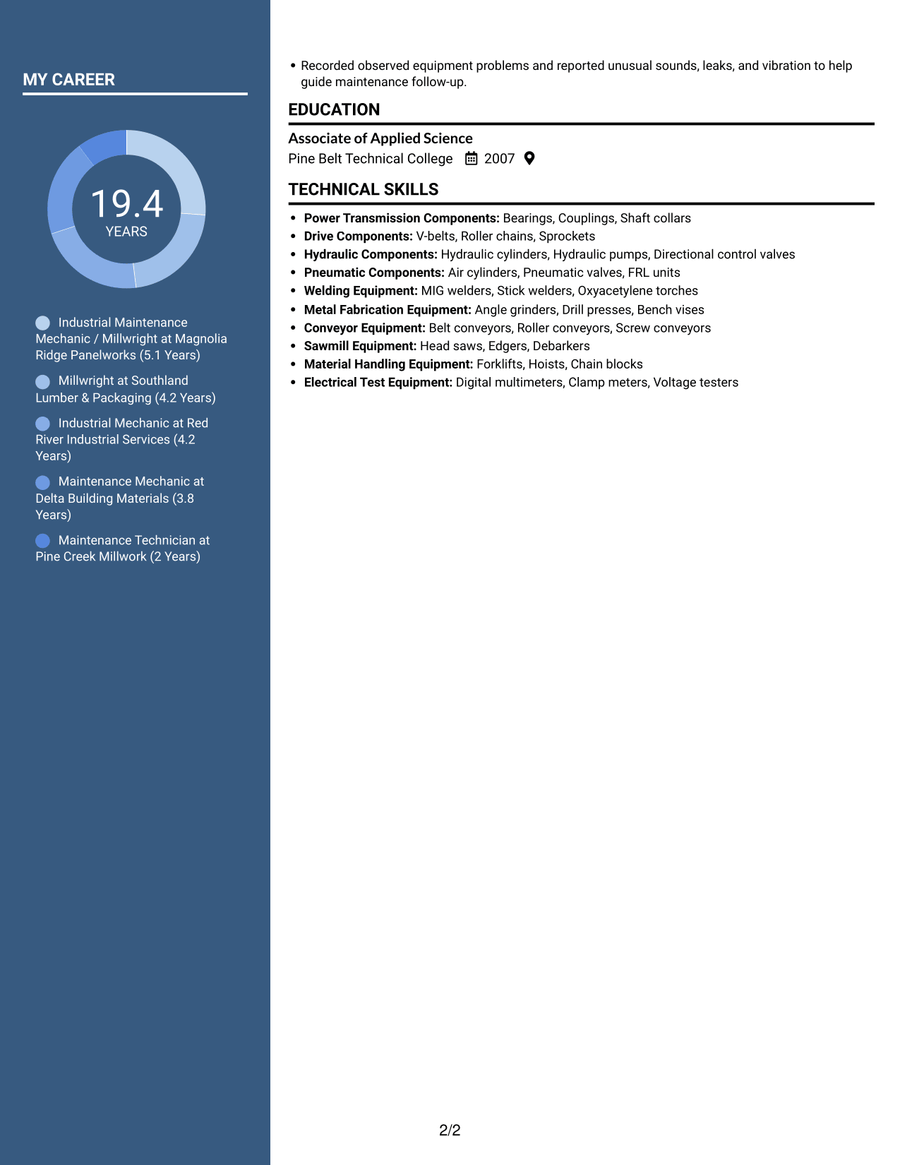Resume example — page 2
