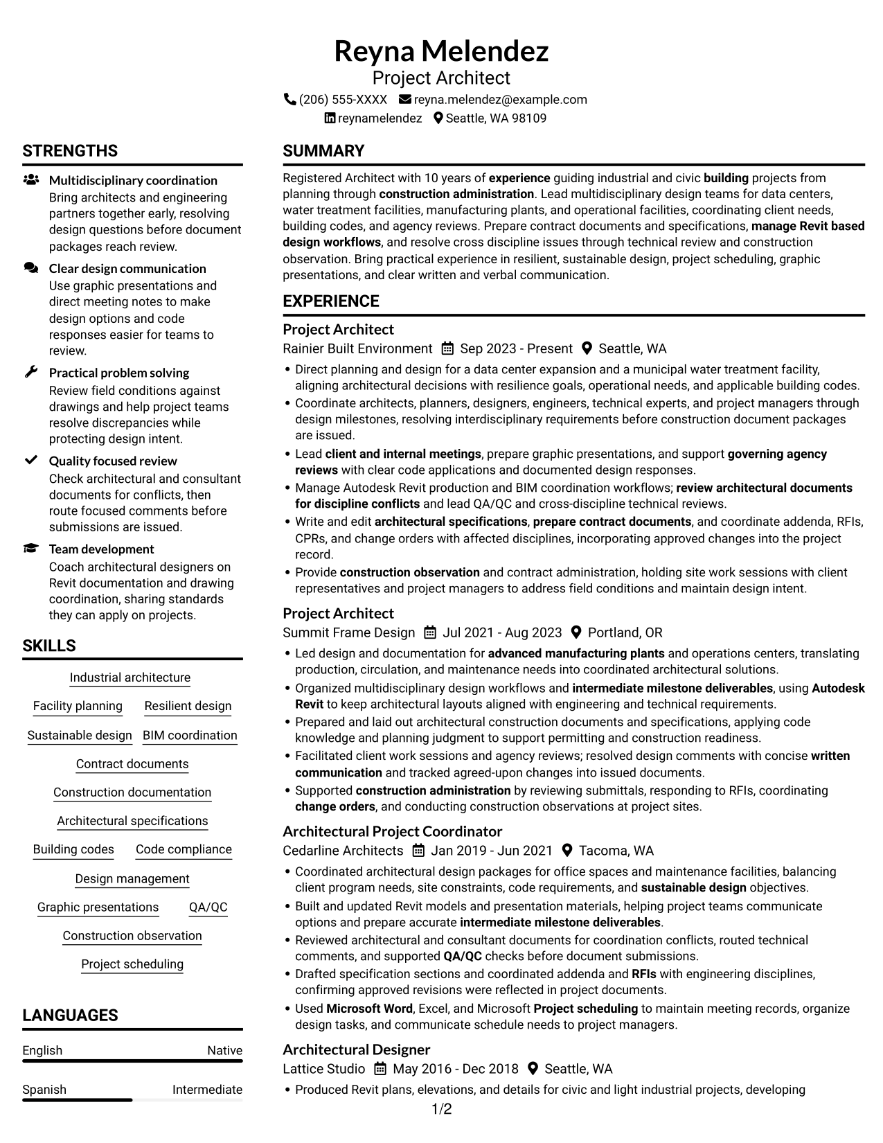 Resume example — page 1