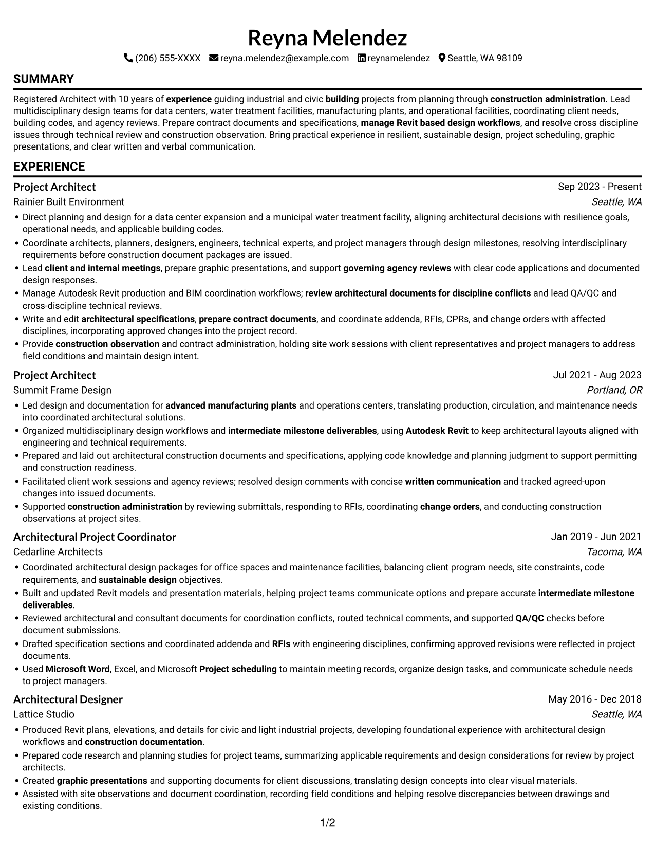 Resume example — page 1
