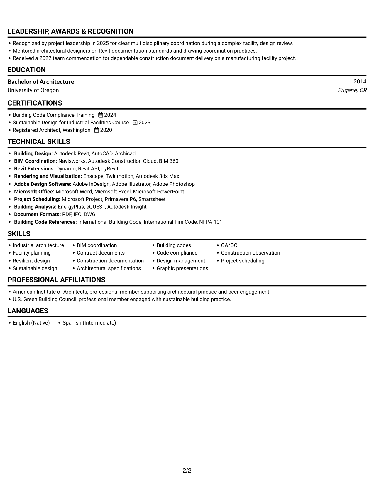 Resume example — page 2