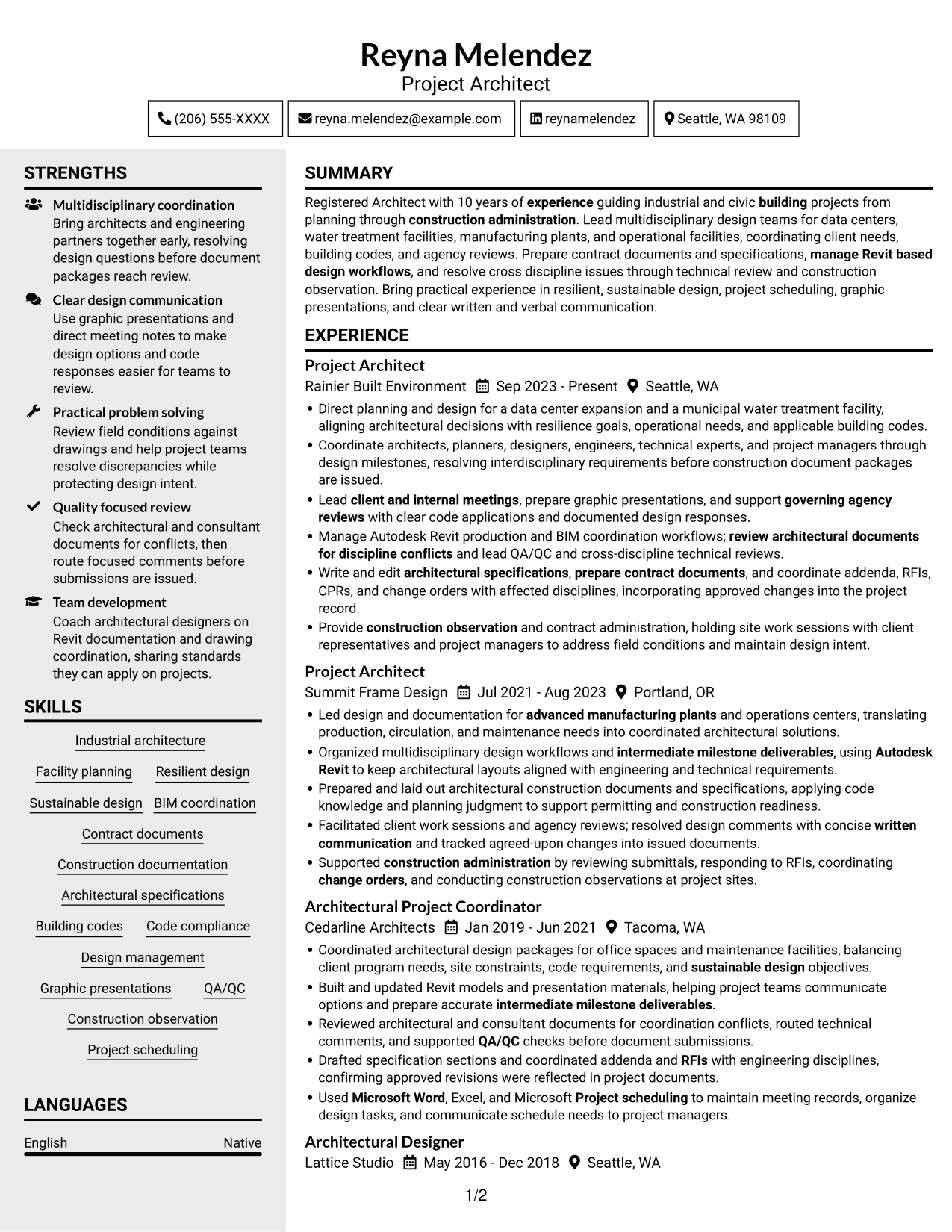 Resume example — page 1
