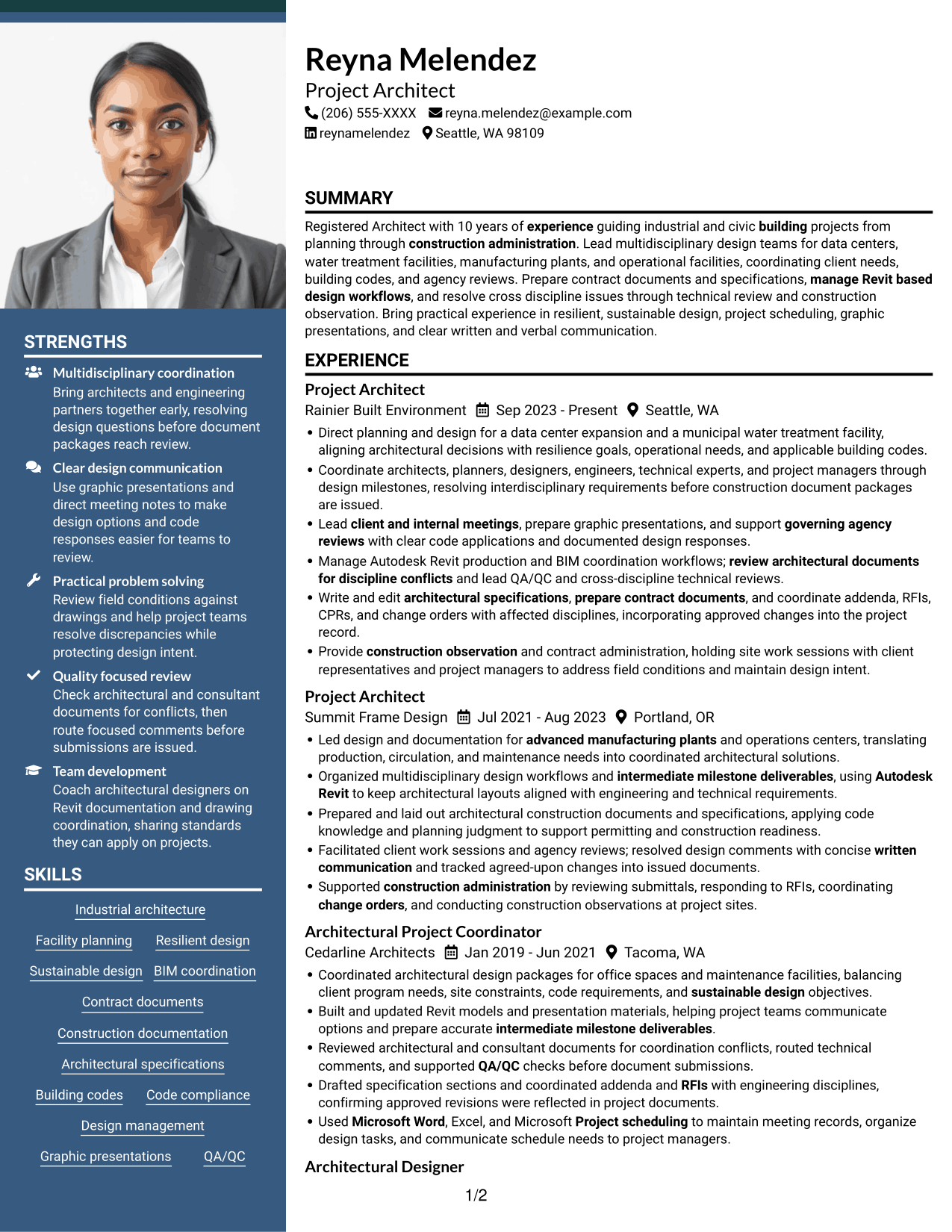 Resume example — page 1
