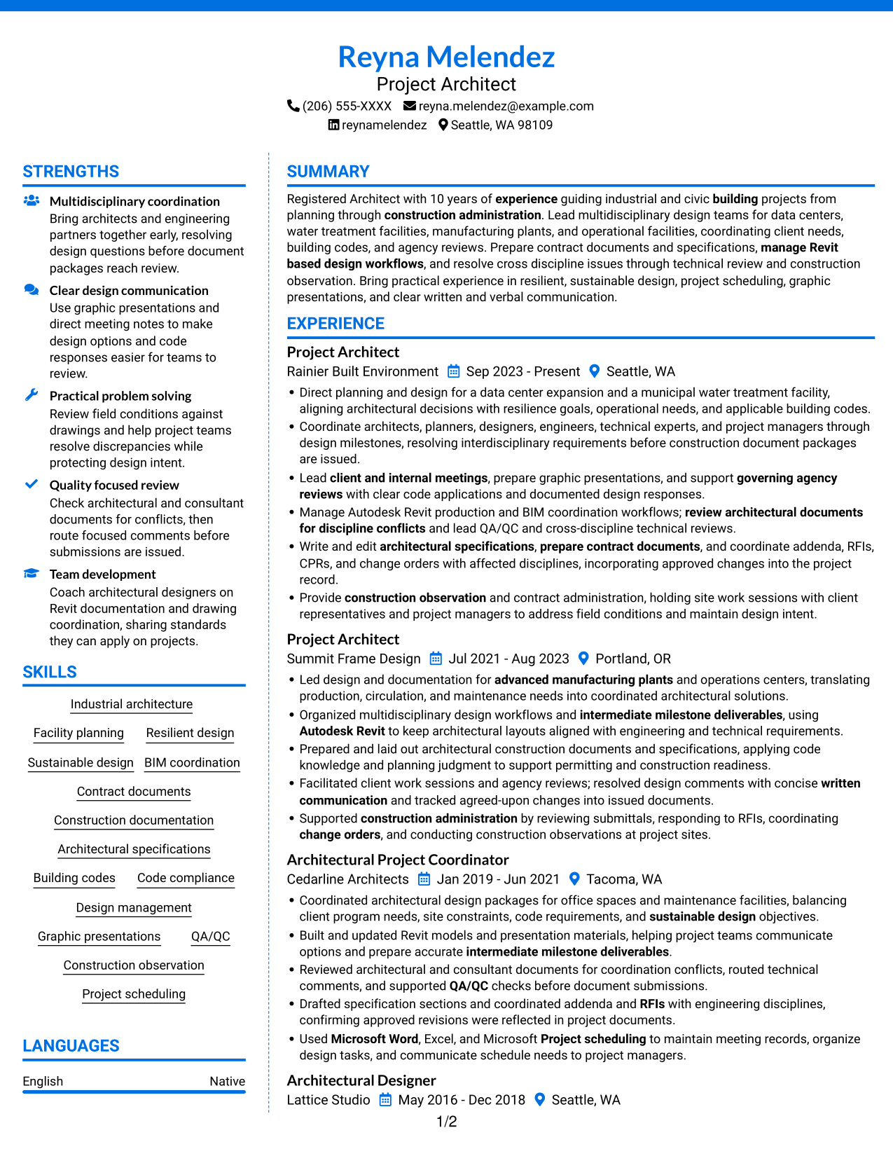 Resume example — page 1