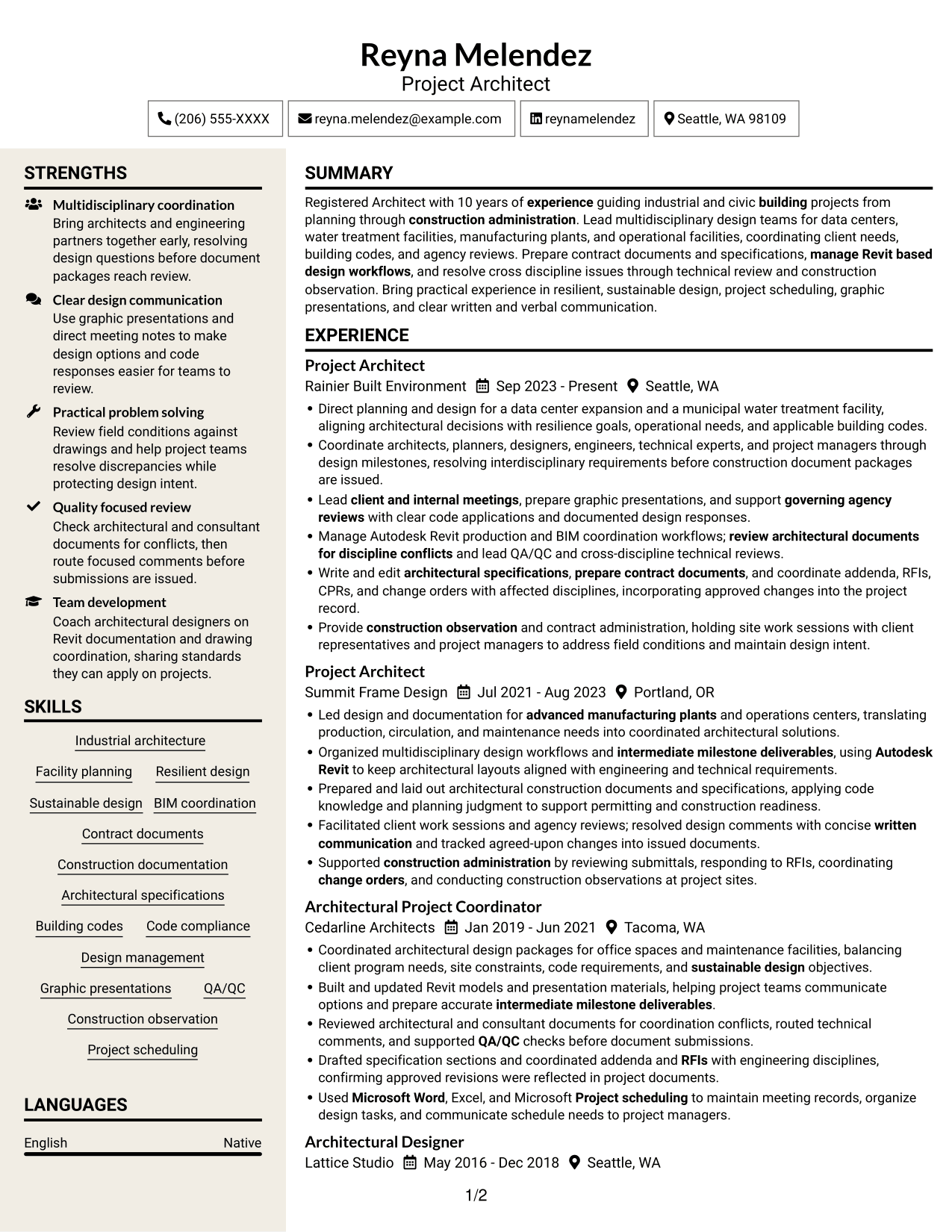 Resume example — page 1