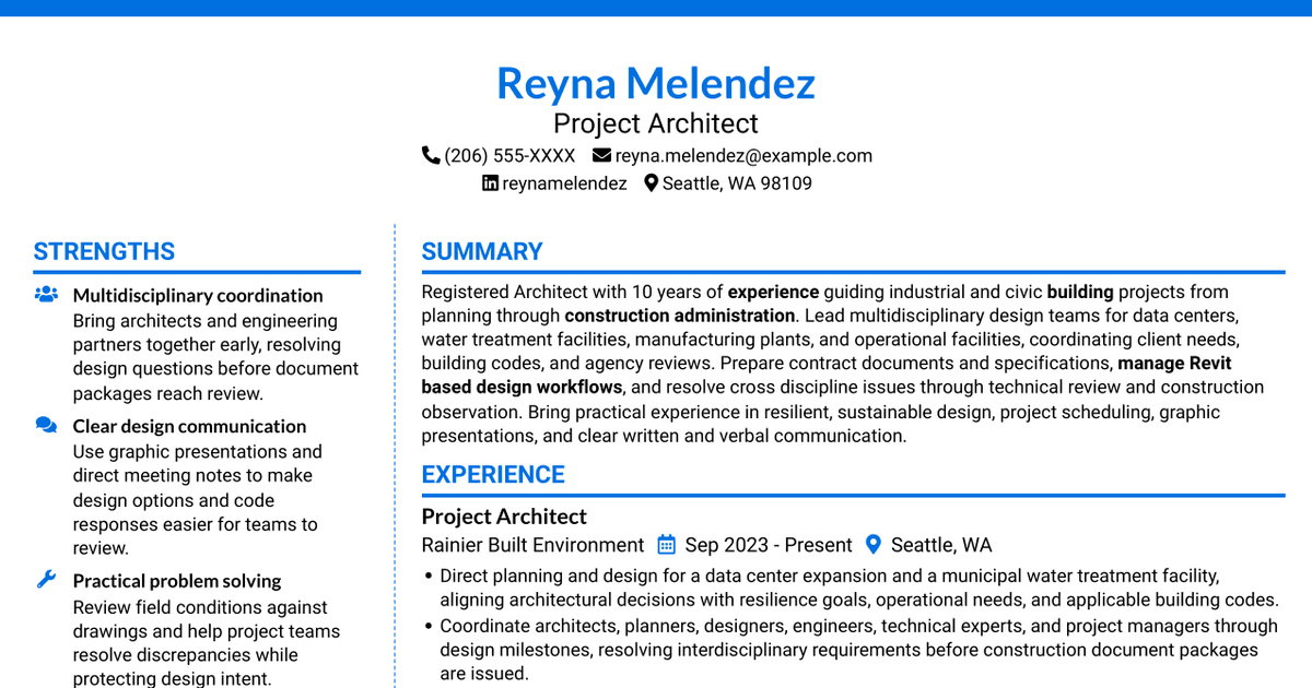 7 Industrial Project Architect Resume Templates with Example