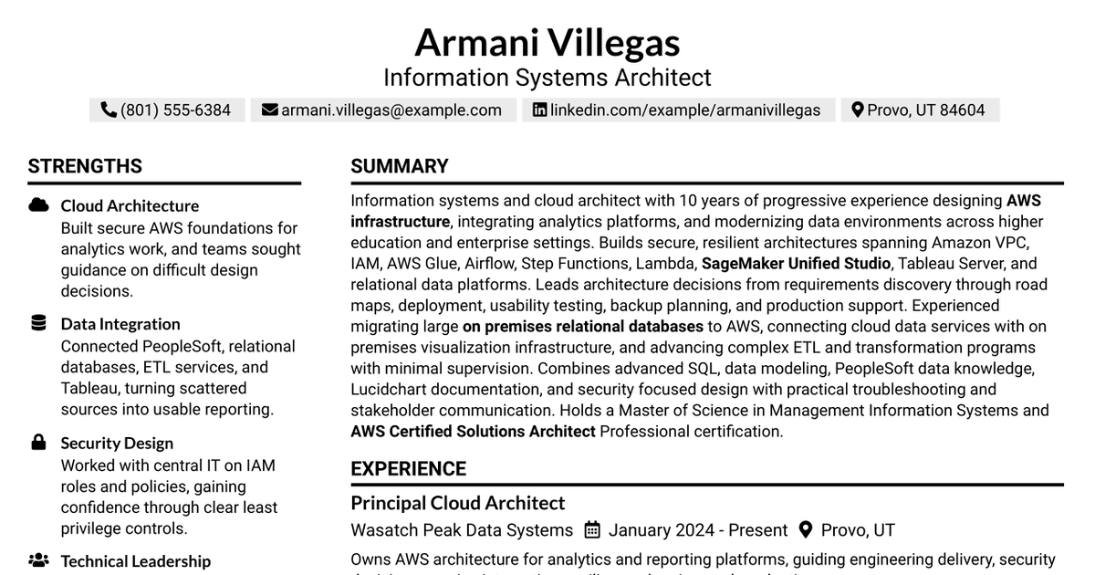 7 Information Systems Architects Resume Templates with Example