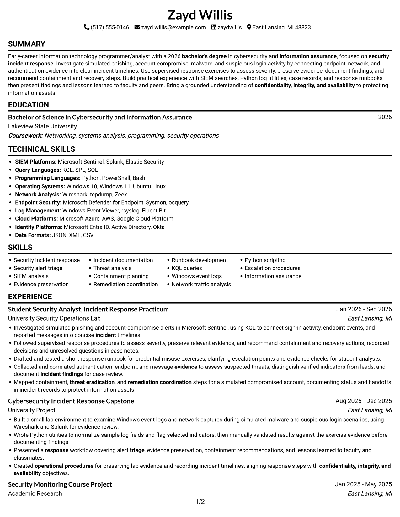 Resume example — page 1