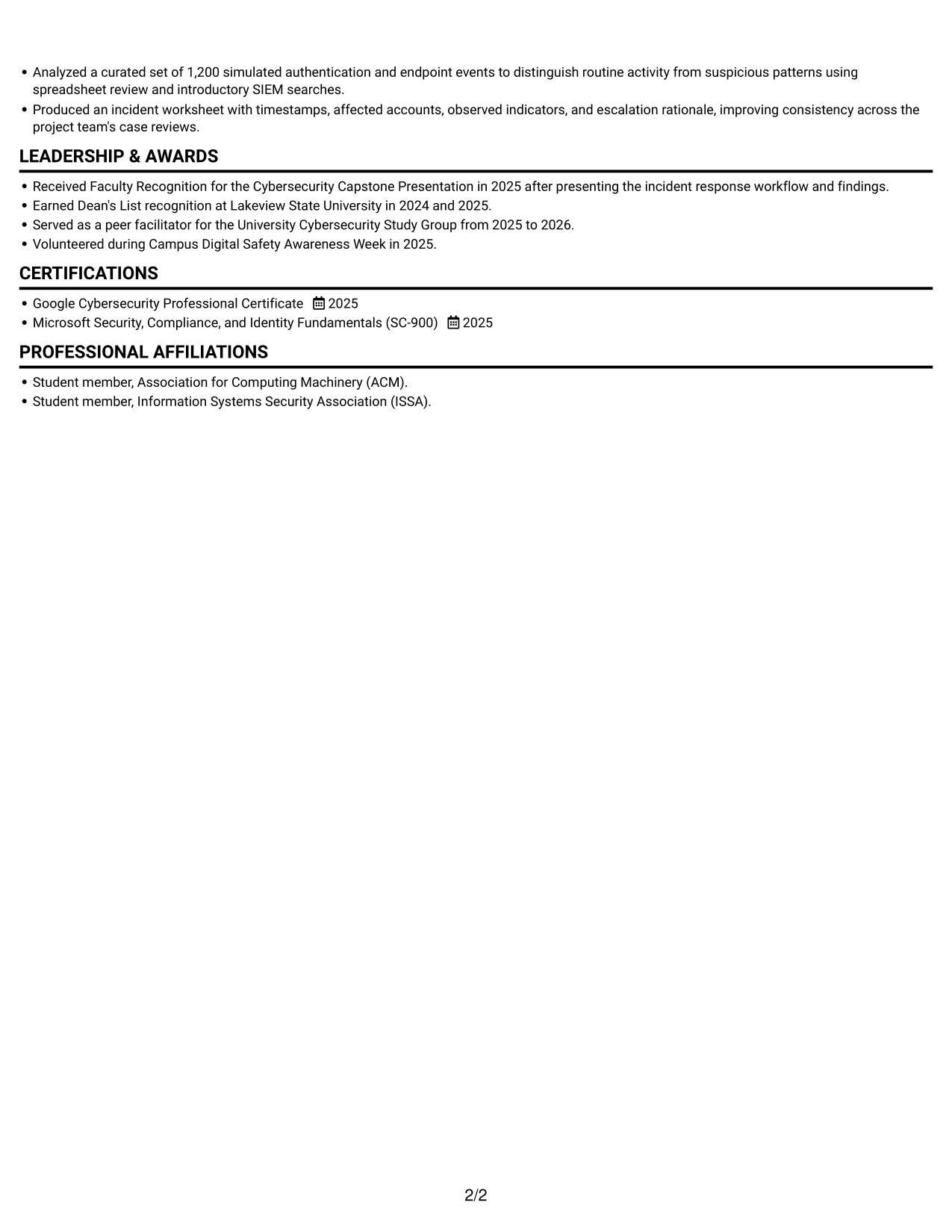 Resume example — page 2