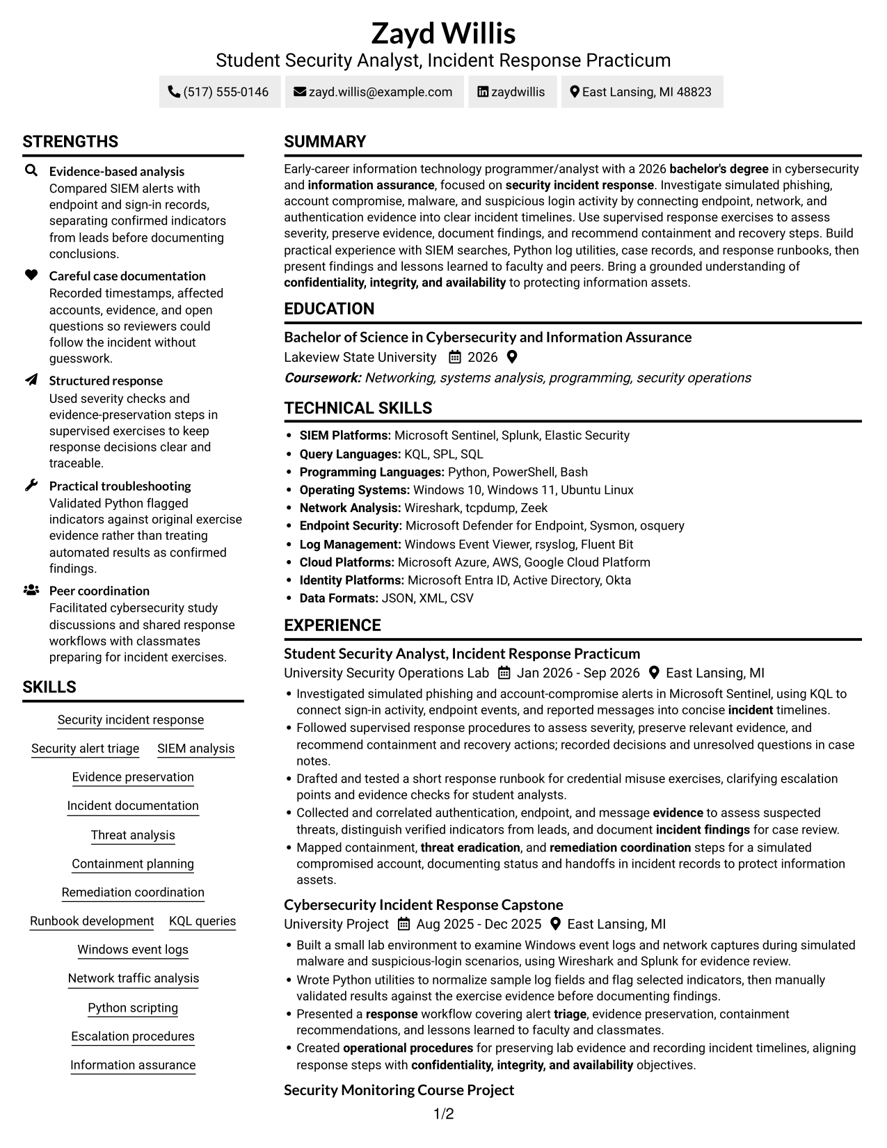Resume example — page 1