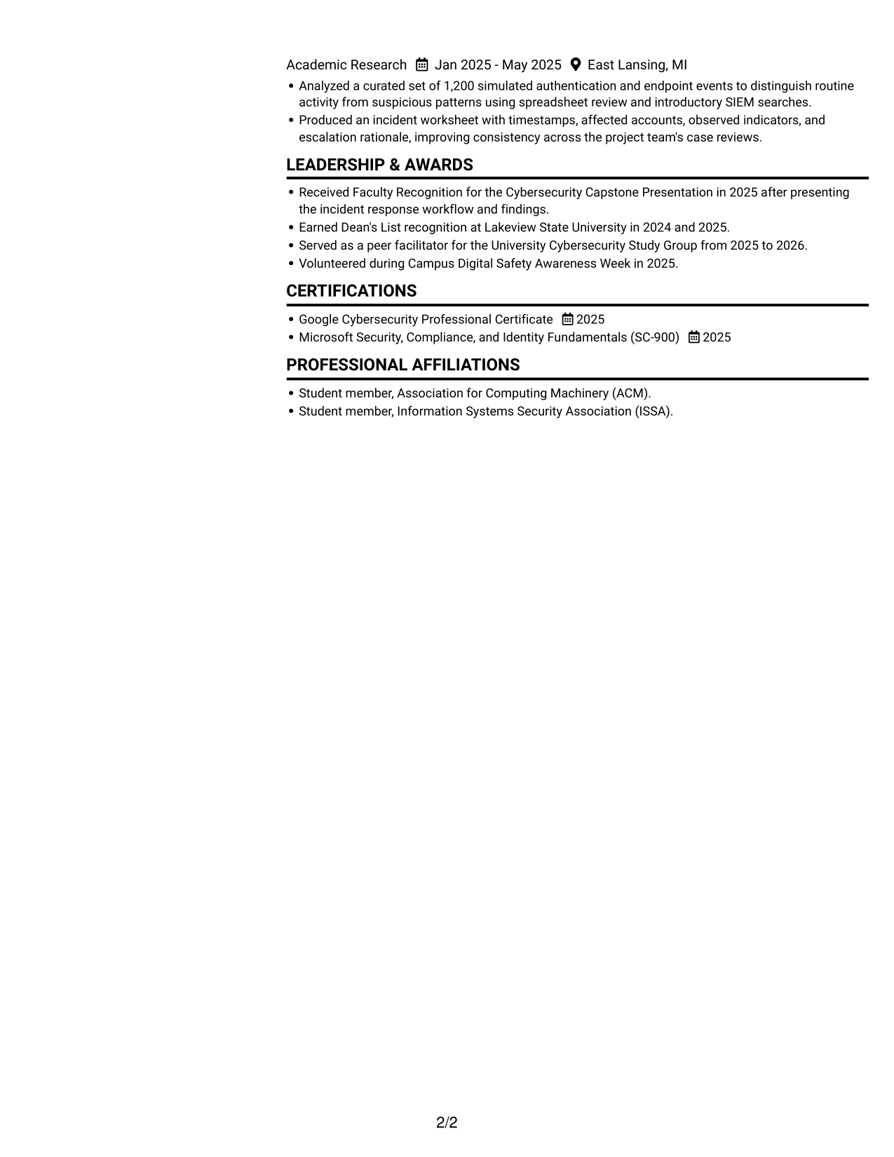 Resume example — page 2