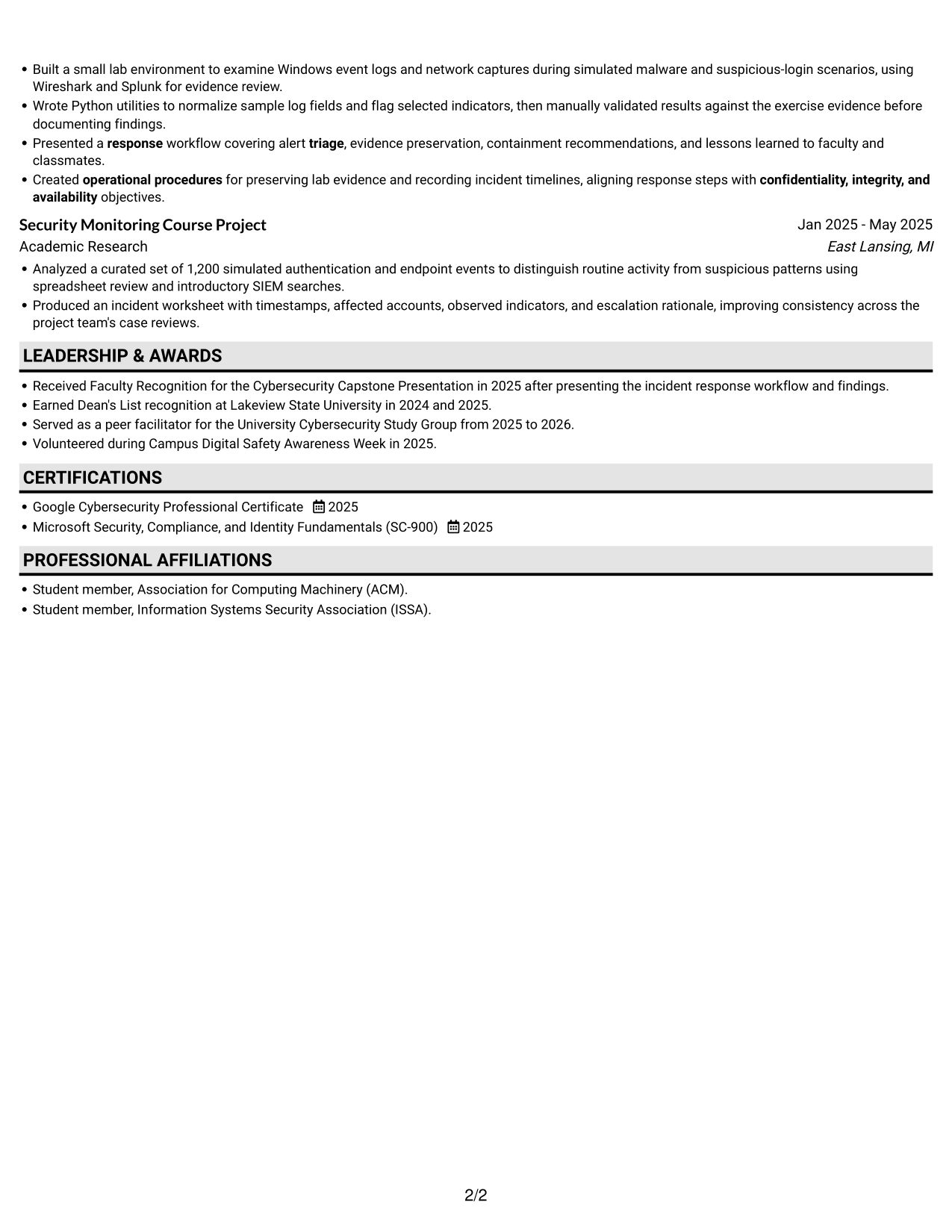 Resume example — page 2