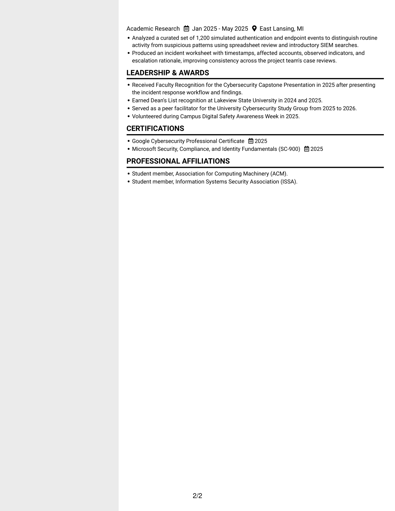 Resume example — page 2