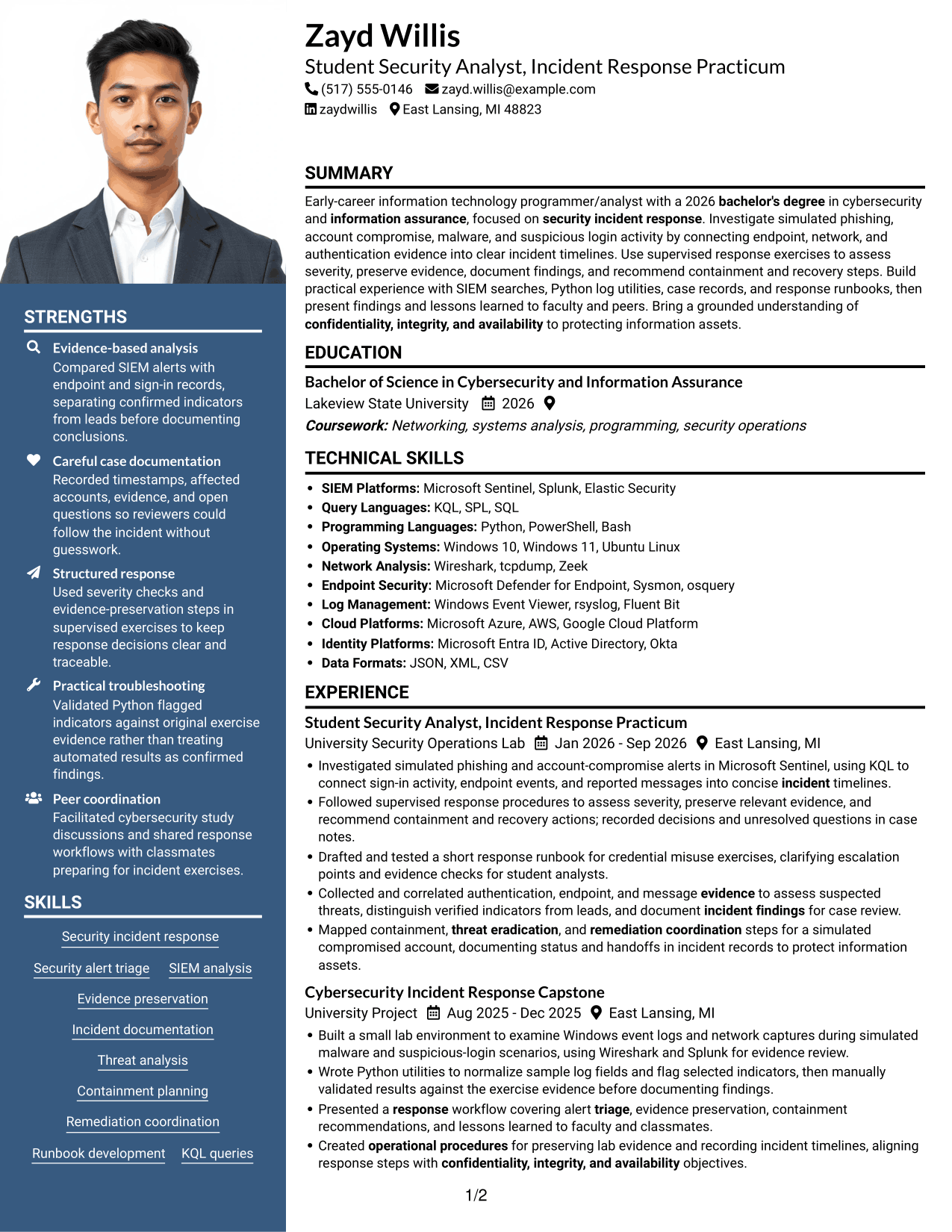 Resume example — page 1