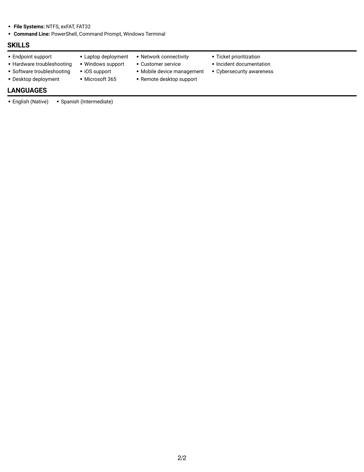 Resume example — page 2