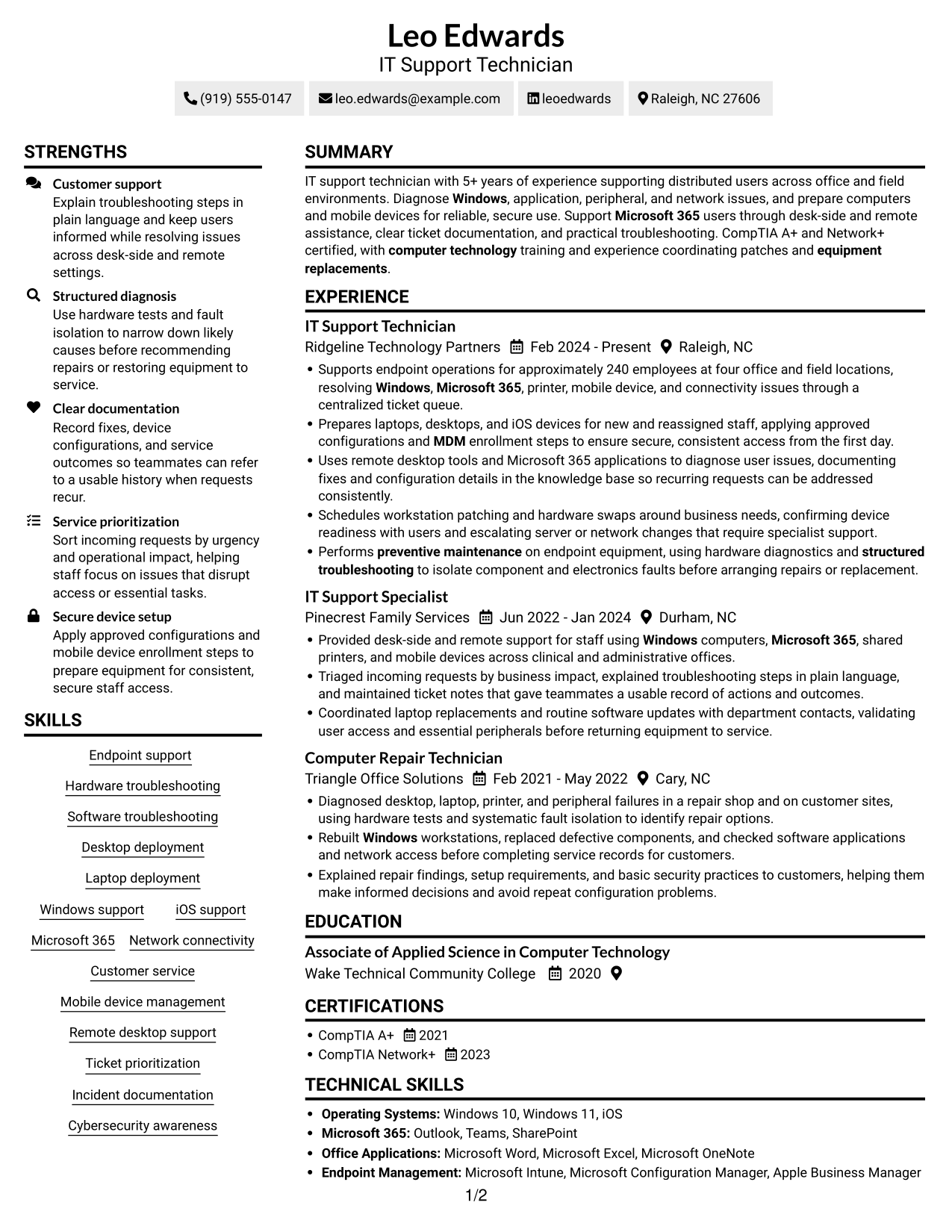 Resume example — page 1