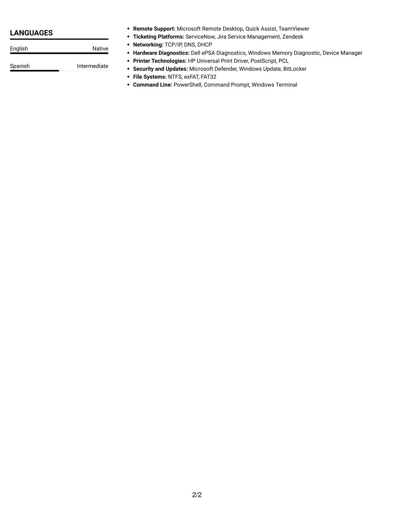 Resume example — page 2