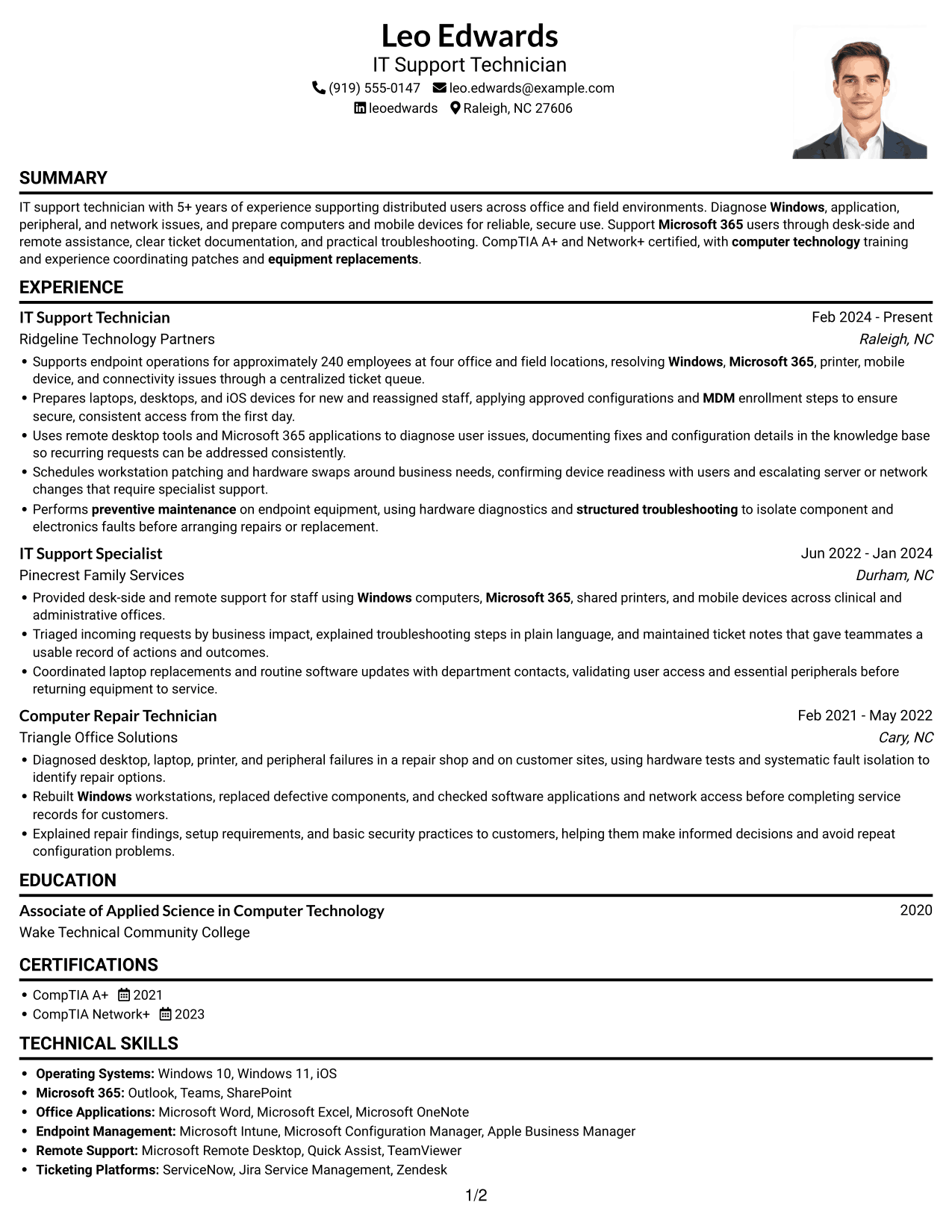 Resume example — page 1