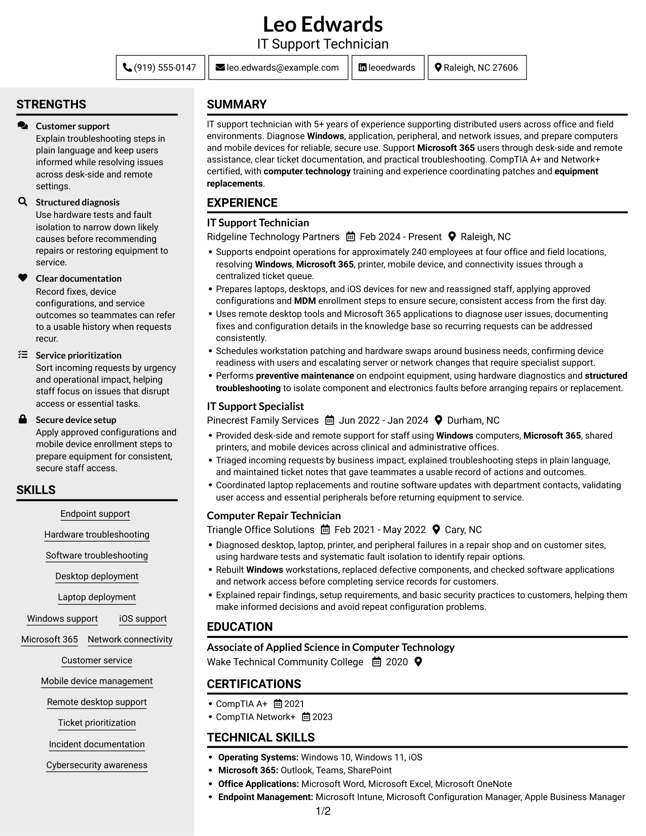 Resume example — page 1