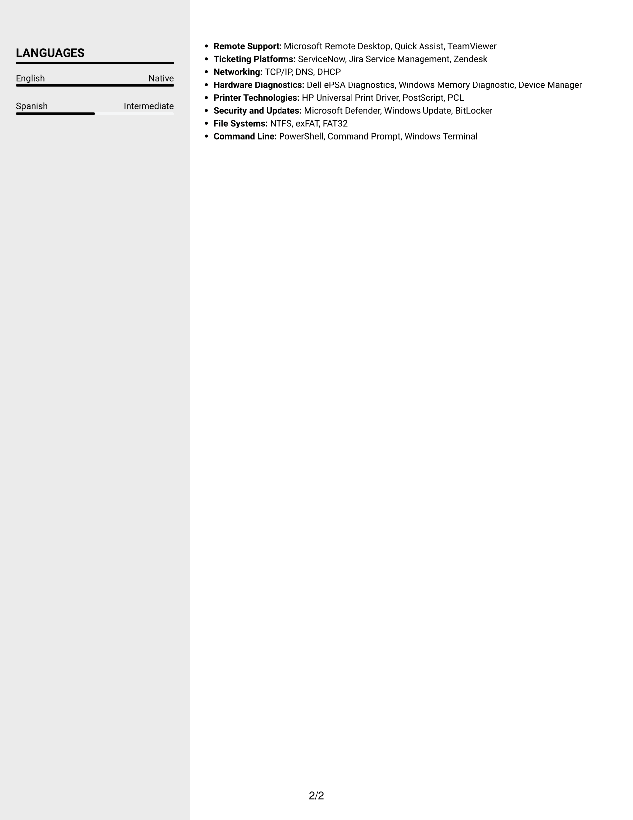 Resume example — page 2