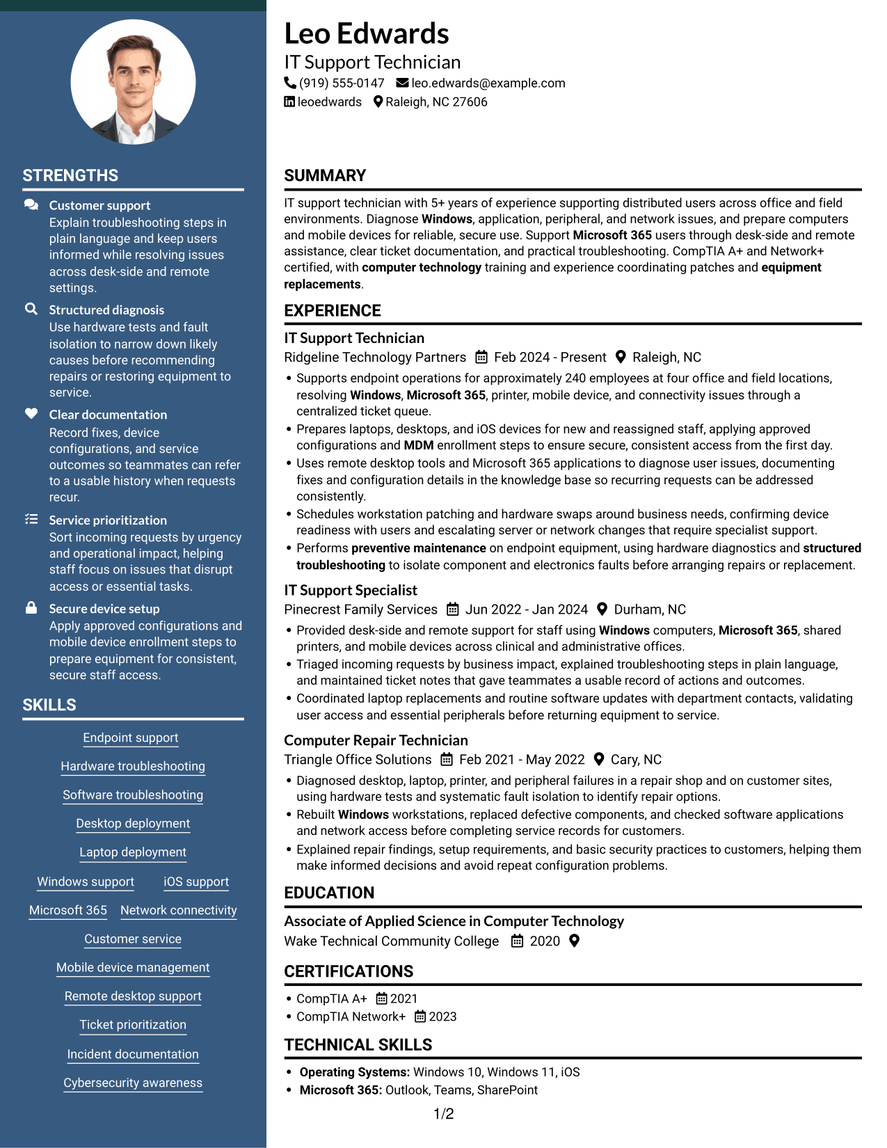 Resume example — page 1