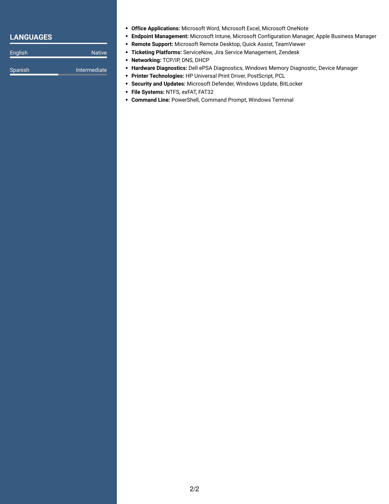 Resume example — page 2