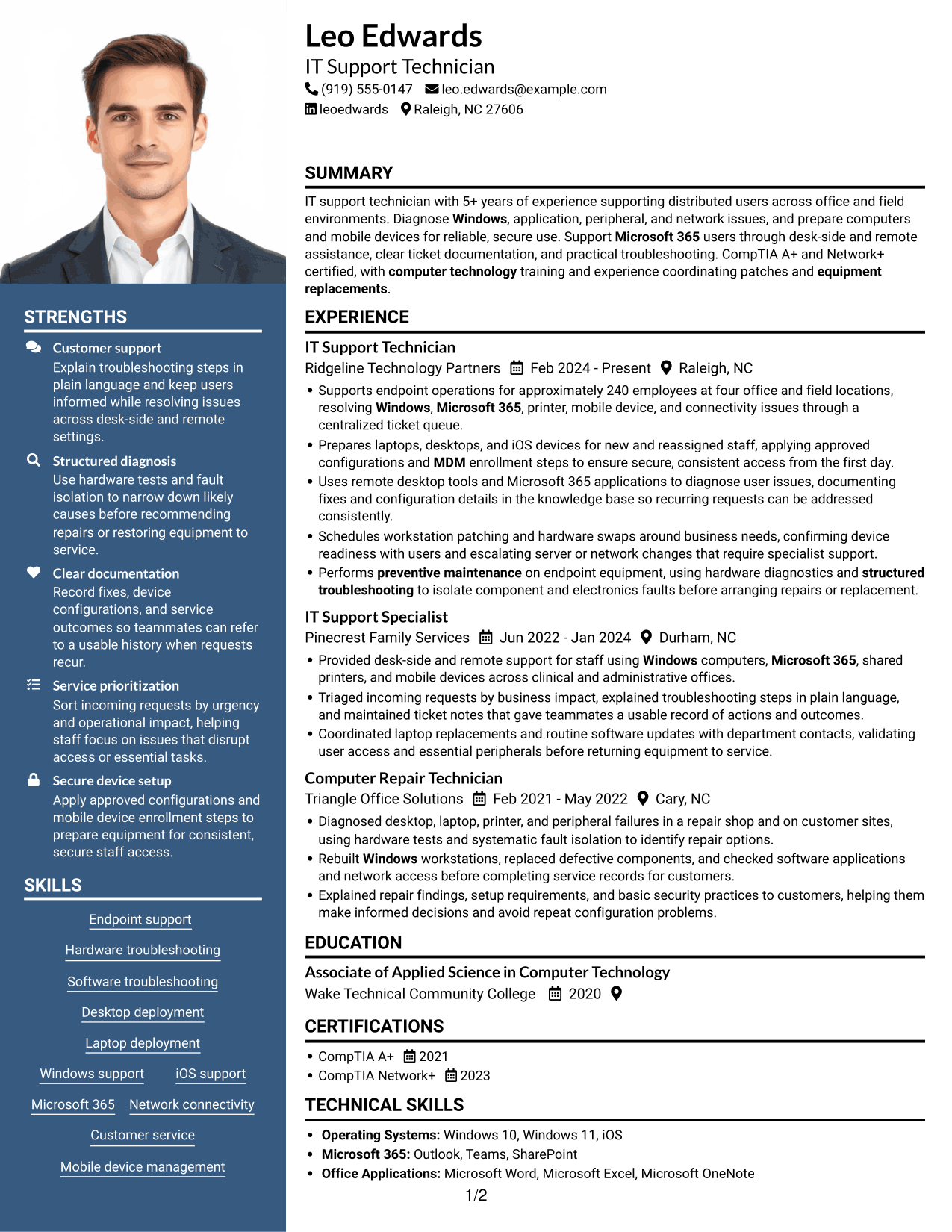 Resume example — page 1