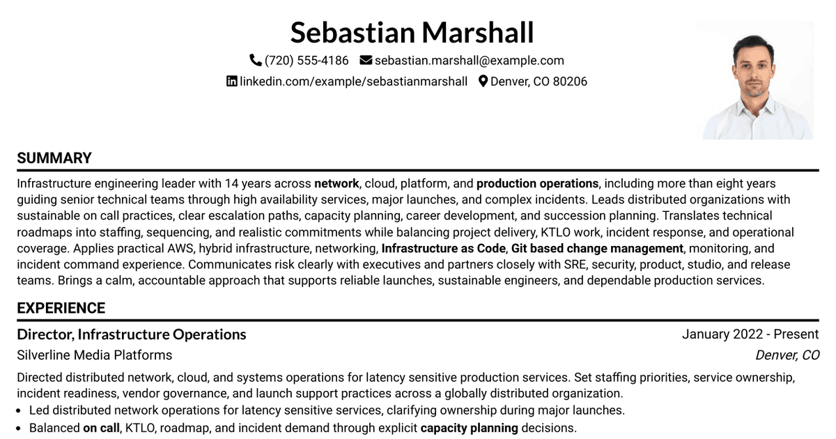 7 Infrastructure Engineering Manager - Network, Cloud, and Systems Resume Templates with Example