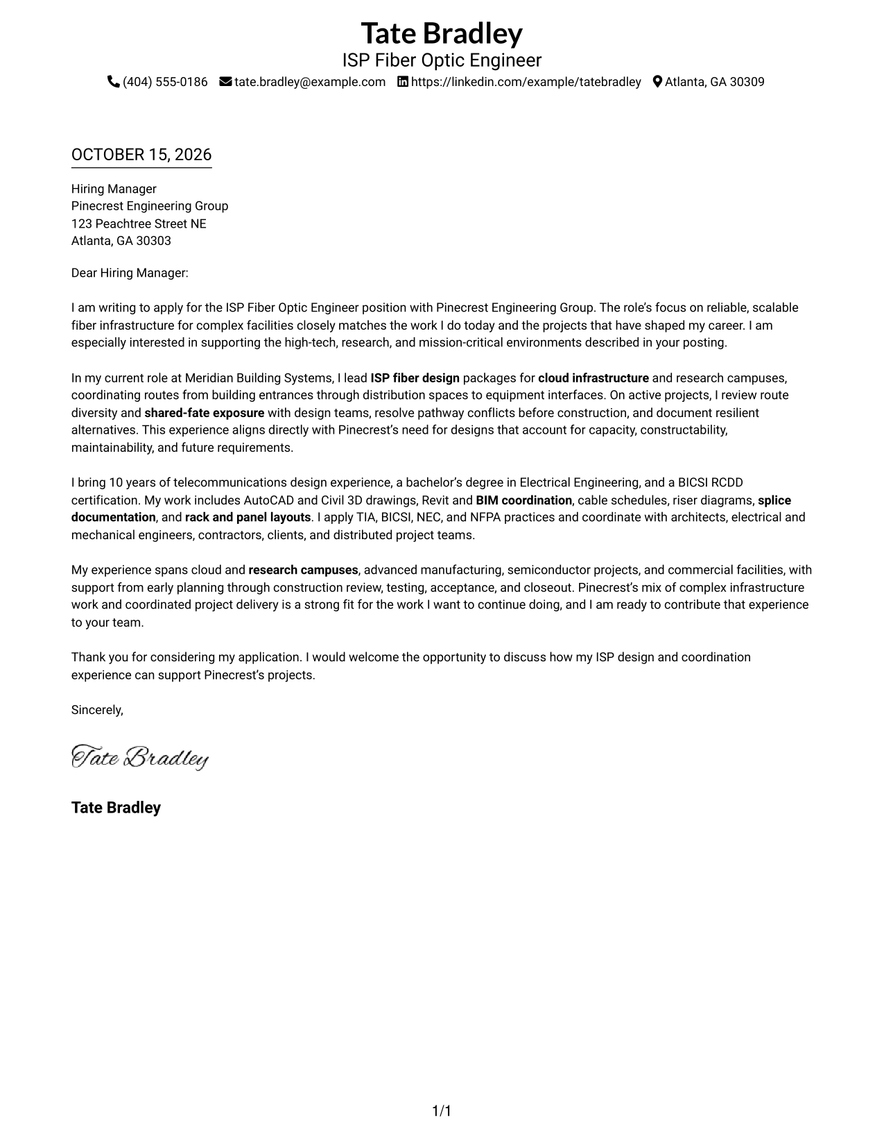 Cover letter example — page 1
