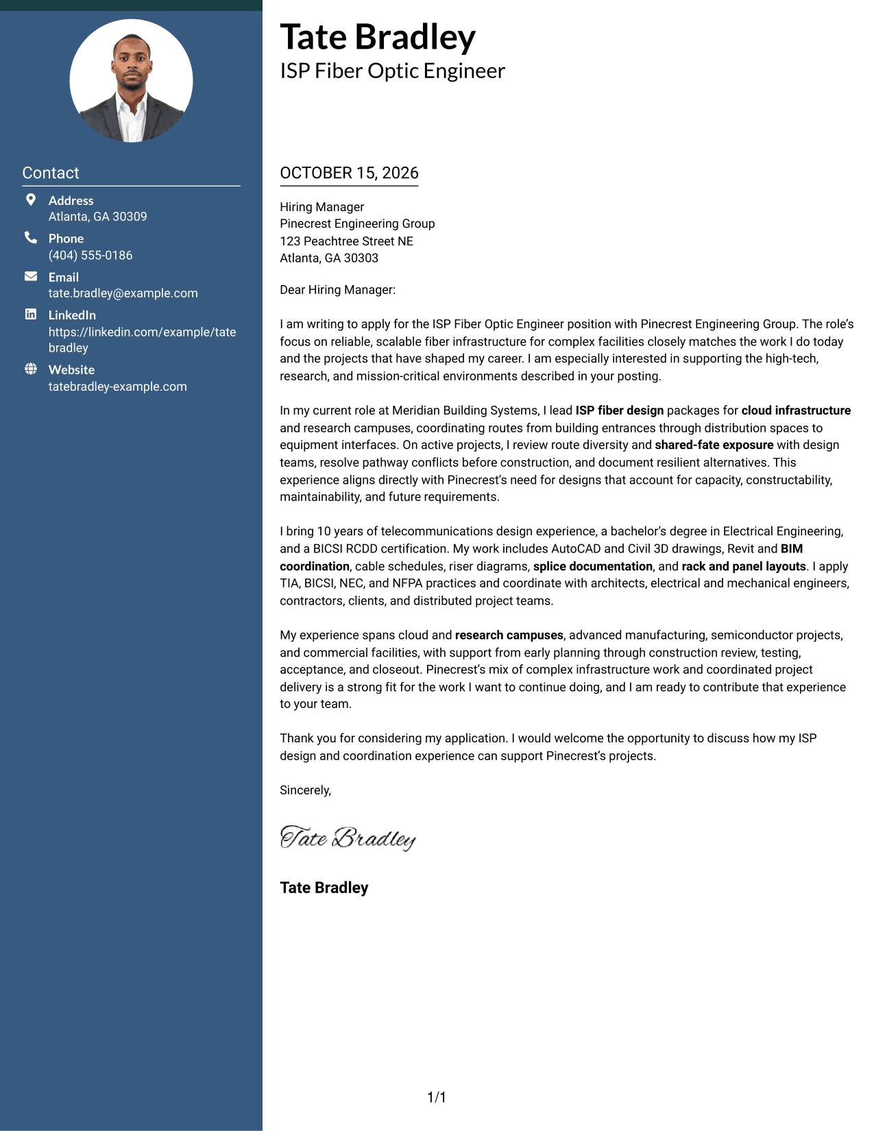 Cover letter example — page 1