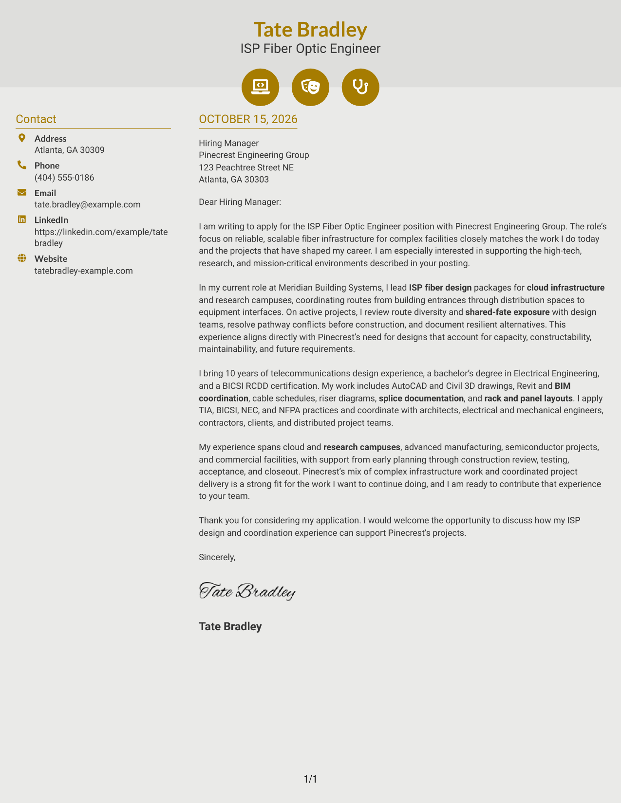 Cover letter example — page 1