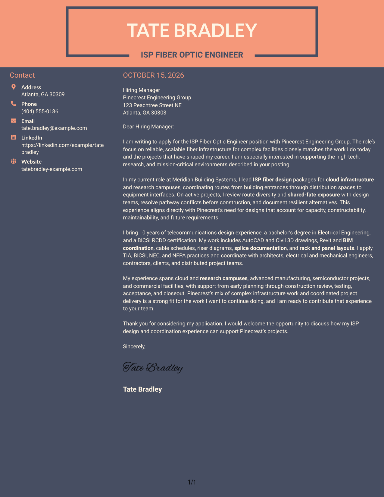 Cover letter example — page 1