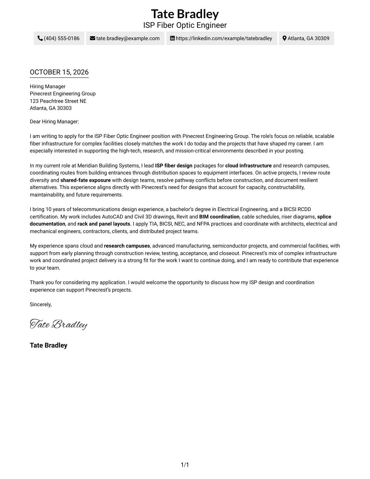 Cover letter example — page 1