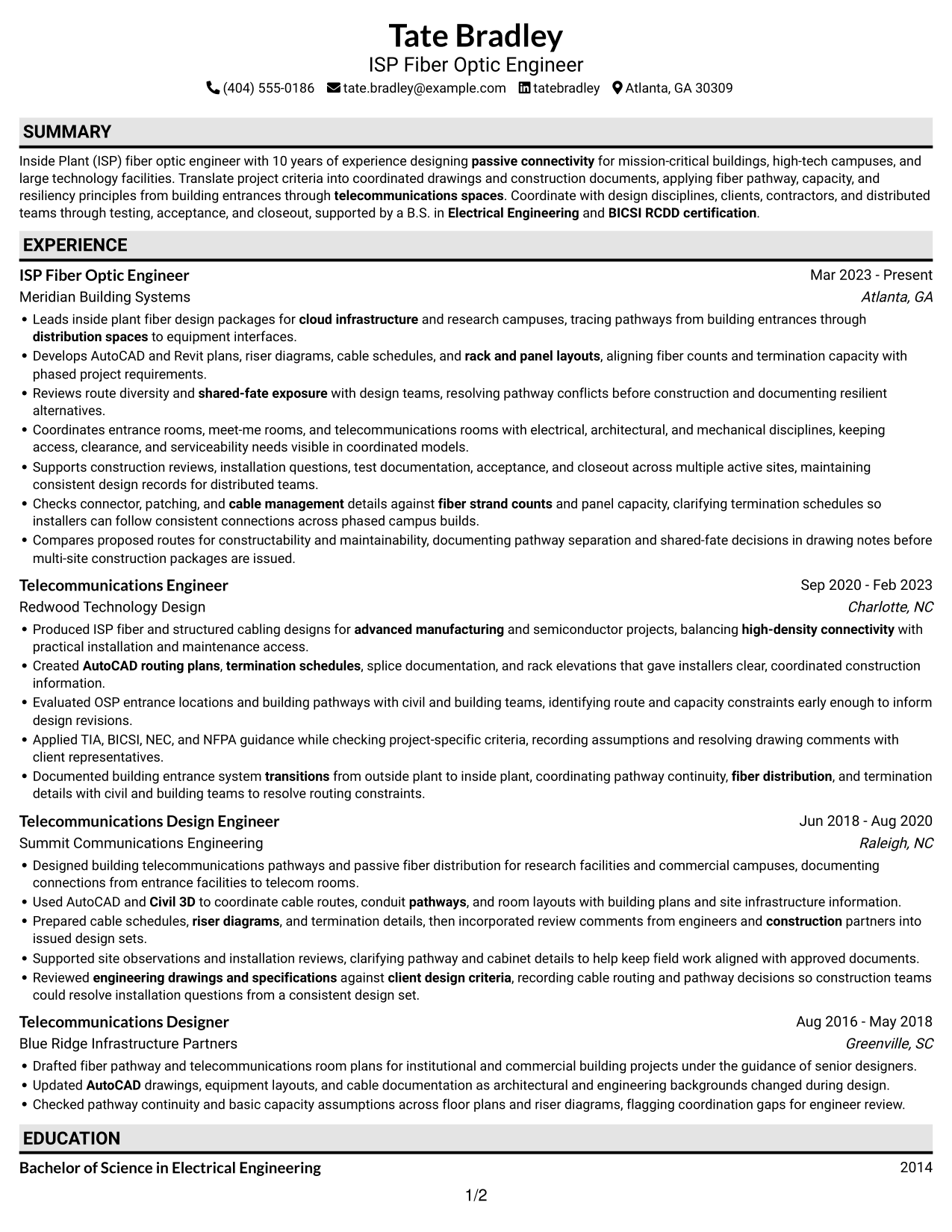 Resume example — page 1