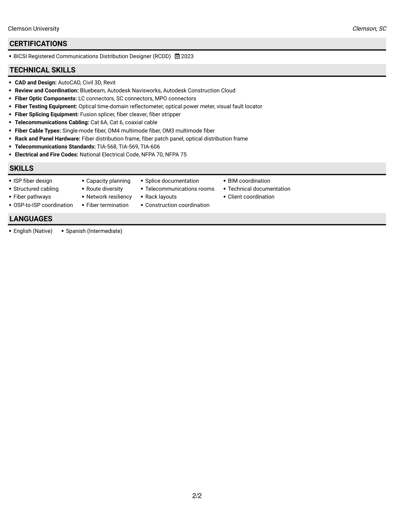 Resume example — page 2