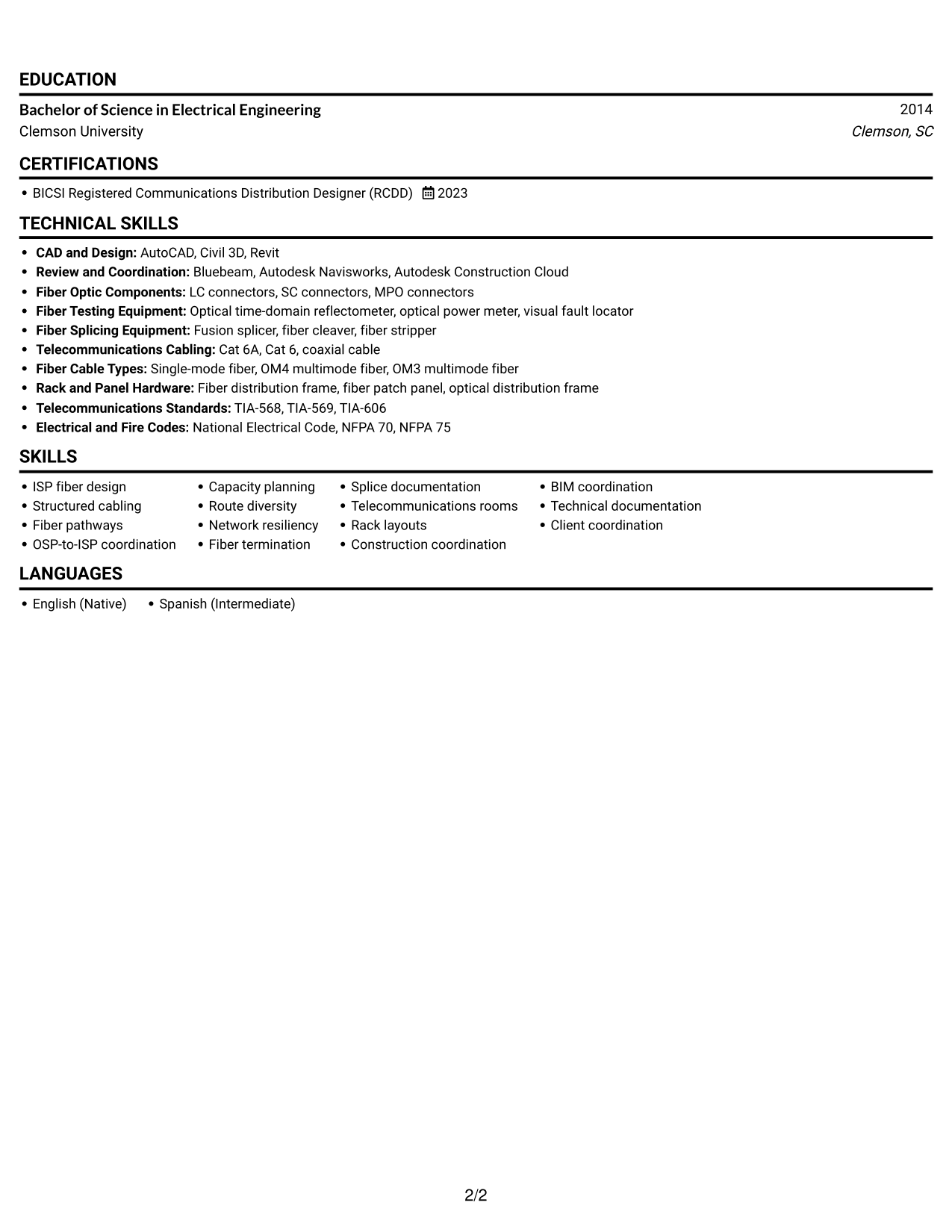 Resume example — page 2