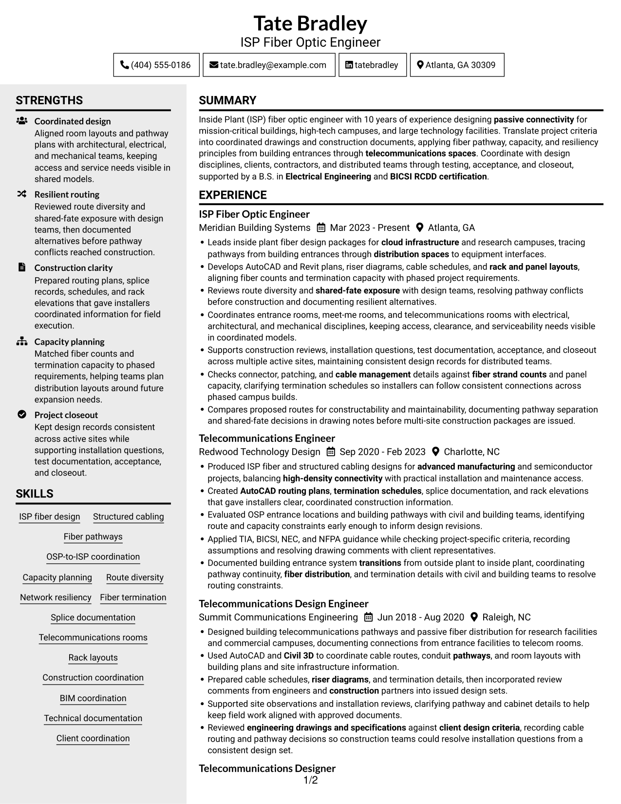 Resume example — page 1
