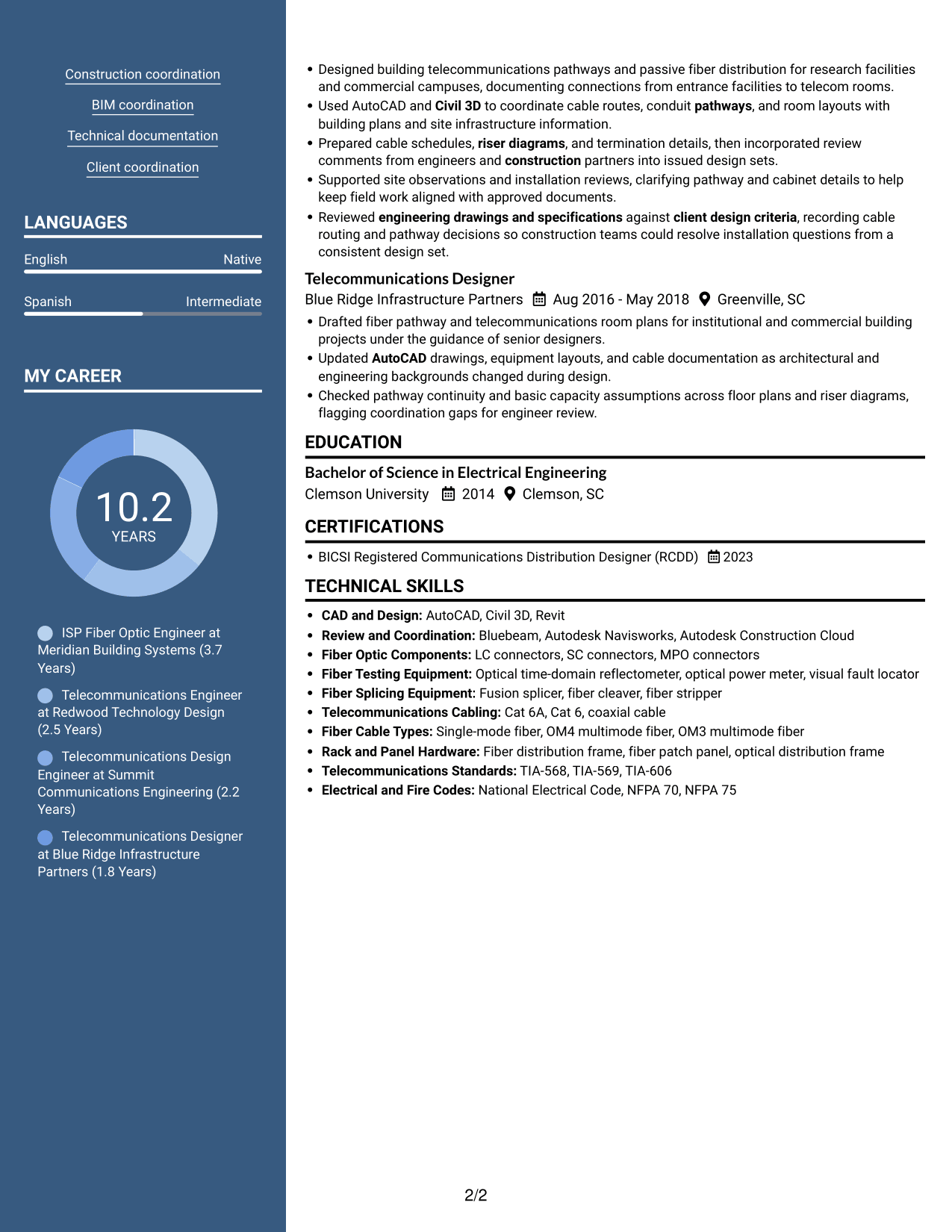 Resume example — page 2